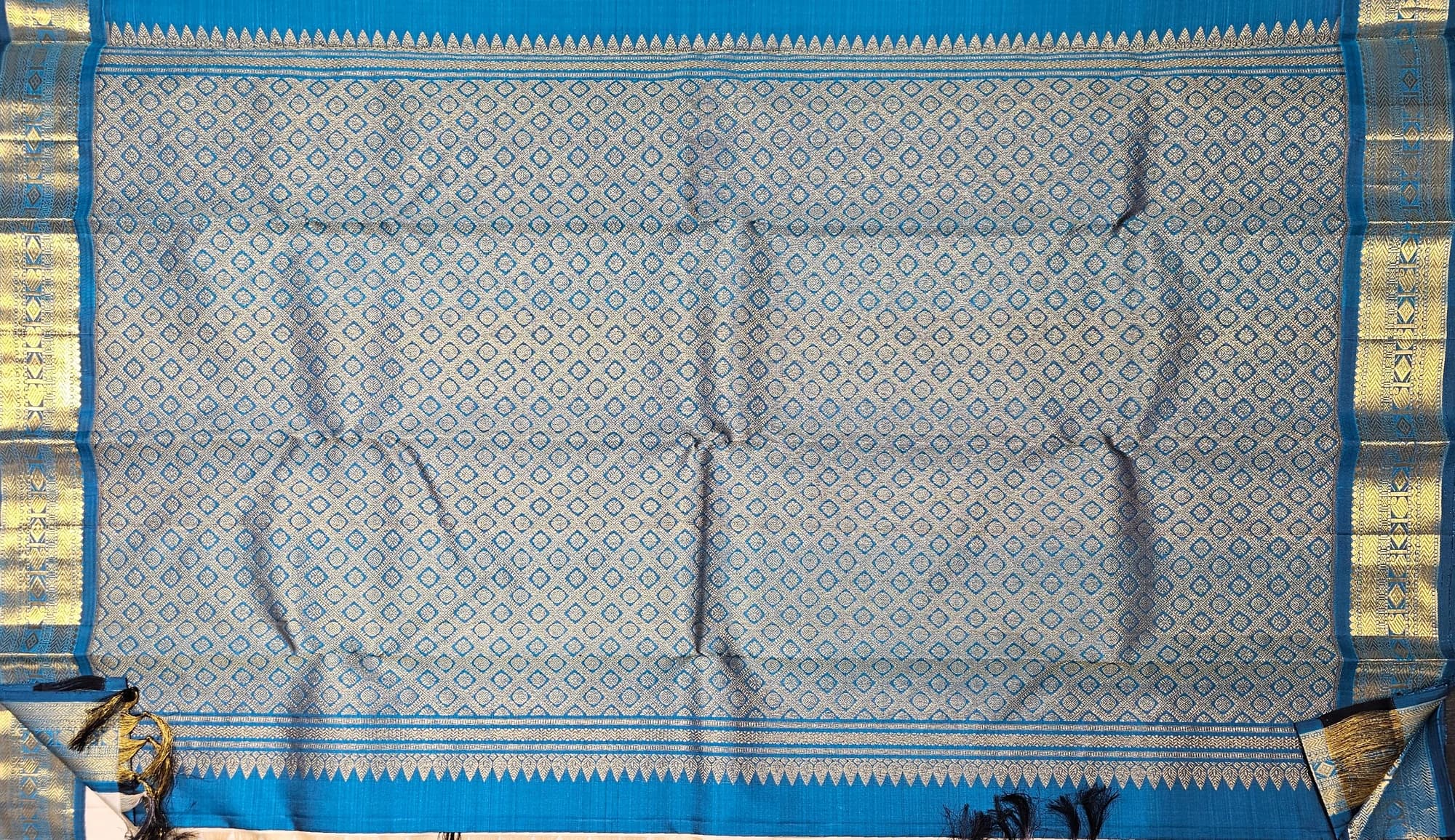 Off White with Blue | Kanchipuram Silk Saree | Arangetram | SBS36