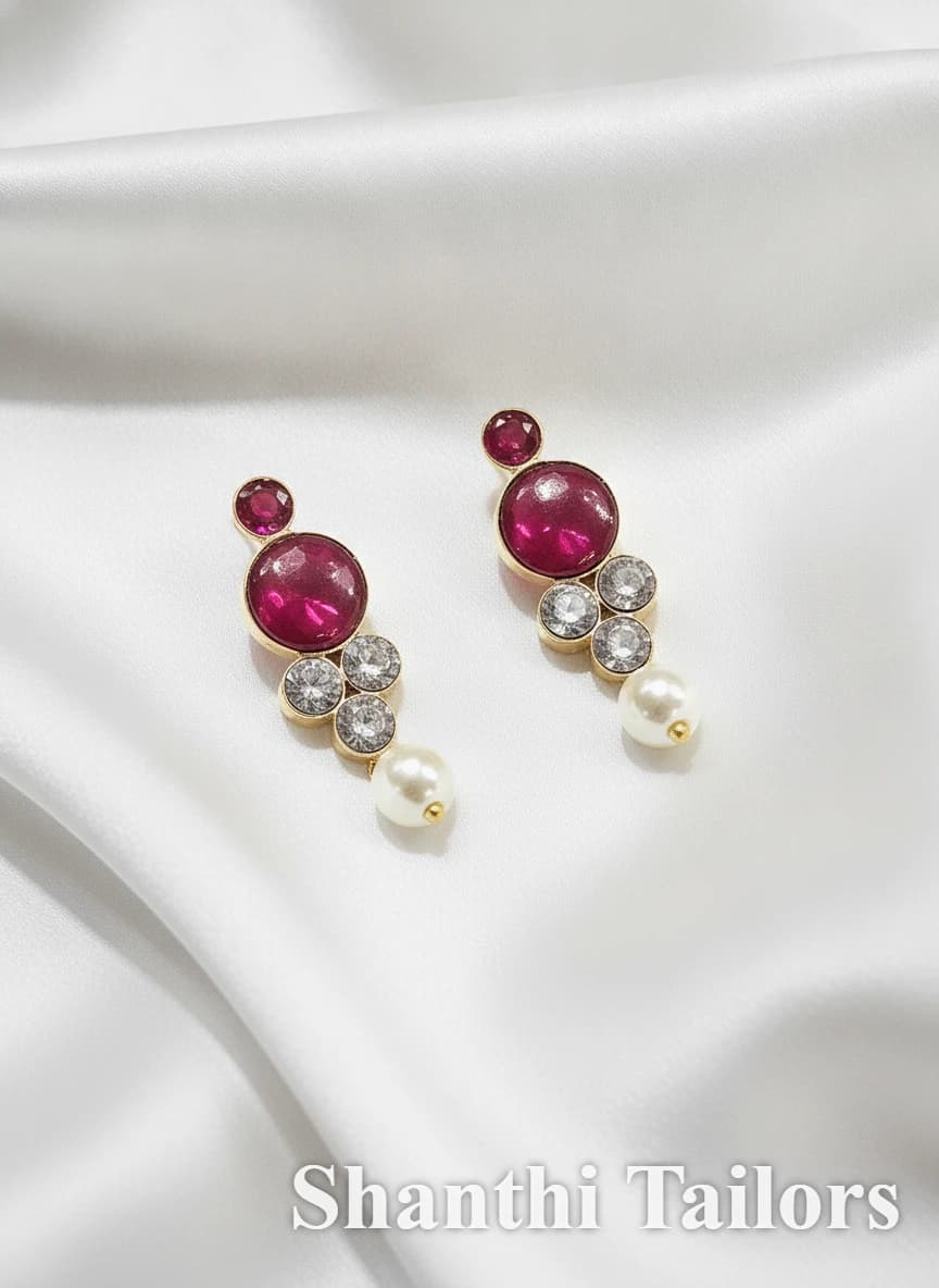 Ruby Pearl Earrings | Original Temple Jewellery | TJST44