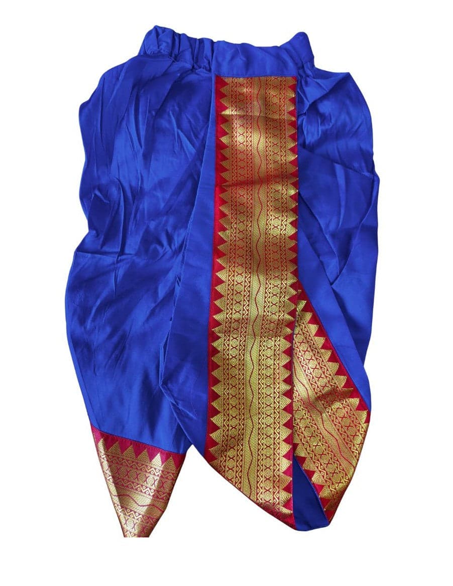 Krishnar costume for 2 year old; art silk panchakacham with blue and gold border