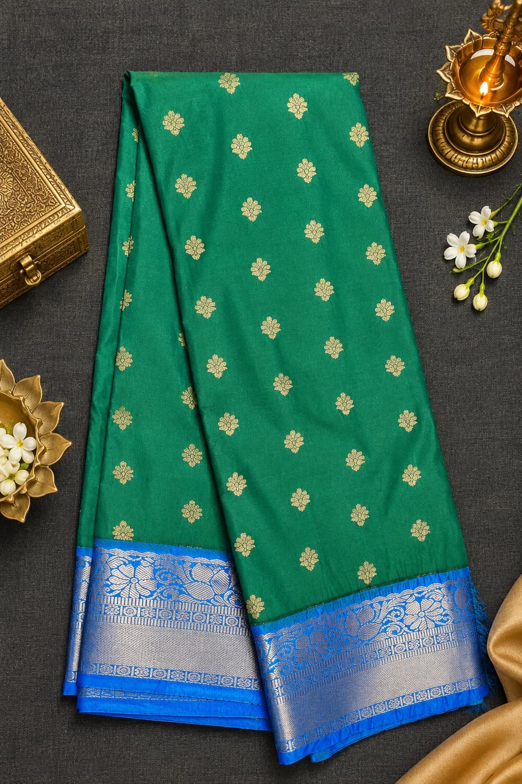 Green with Blue | Margam Saree