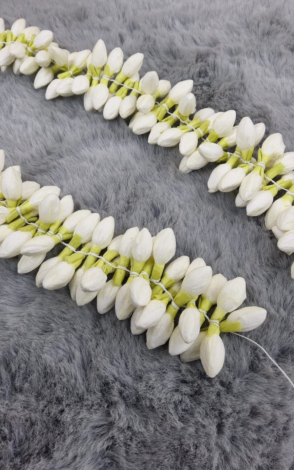 16-inch foam jasmine flower garland. Hair accessory for Bharatanatyam practice.