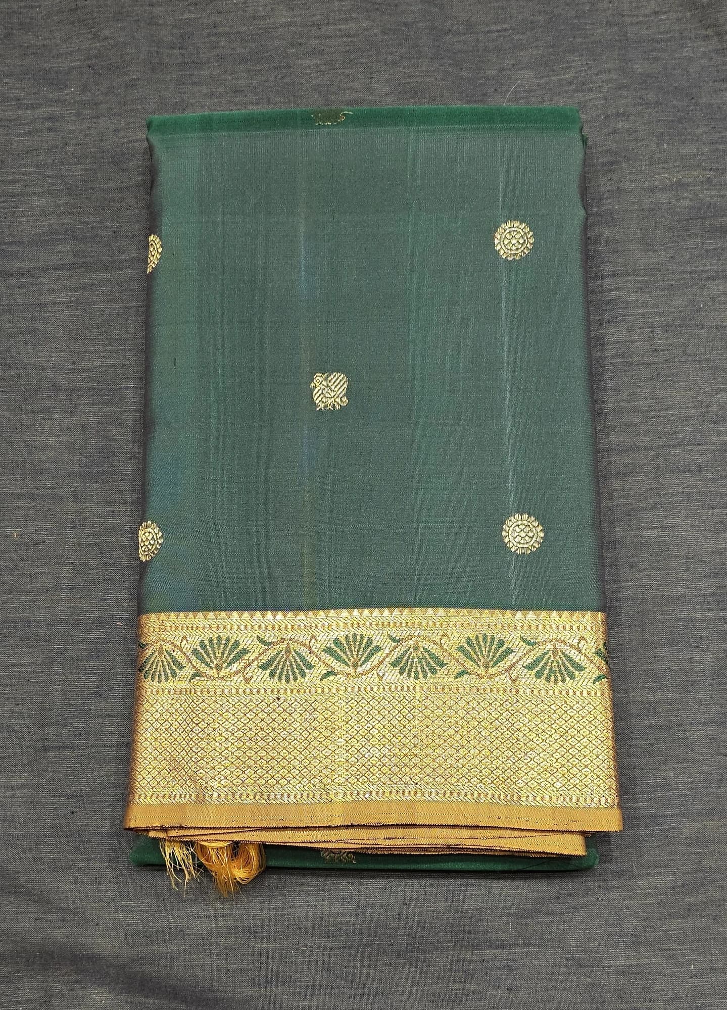 Green with Mustard | Kanchipuram Silk Saree | Arangetram | SV10