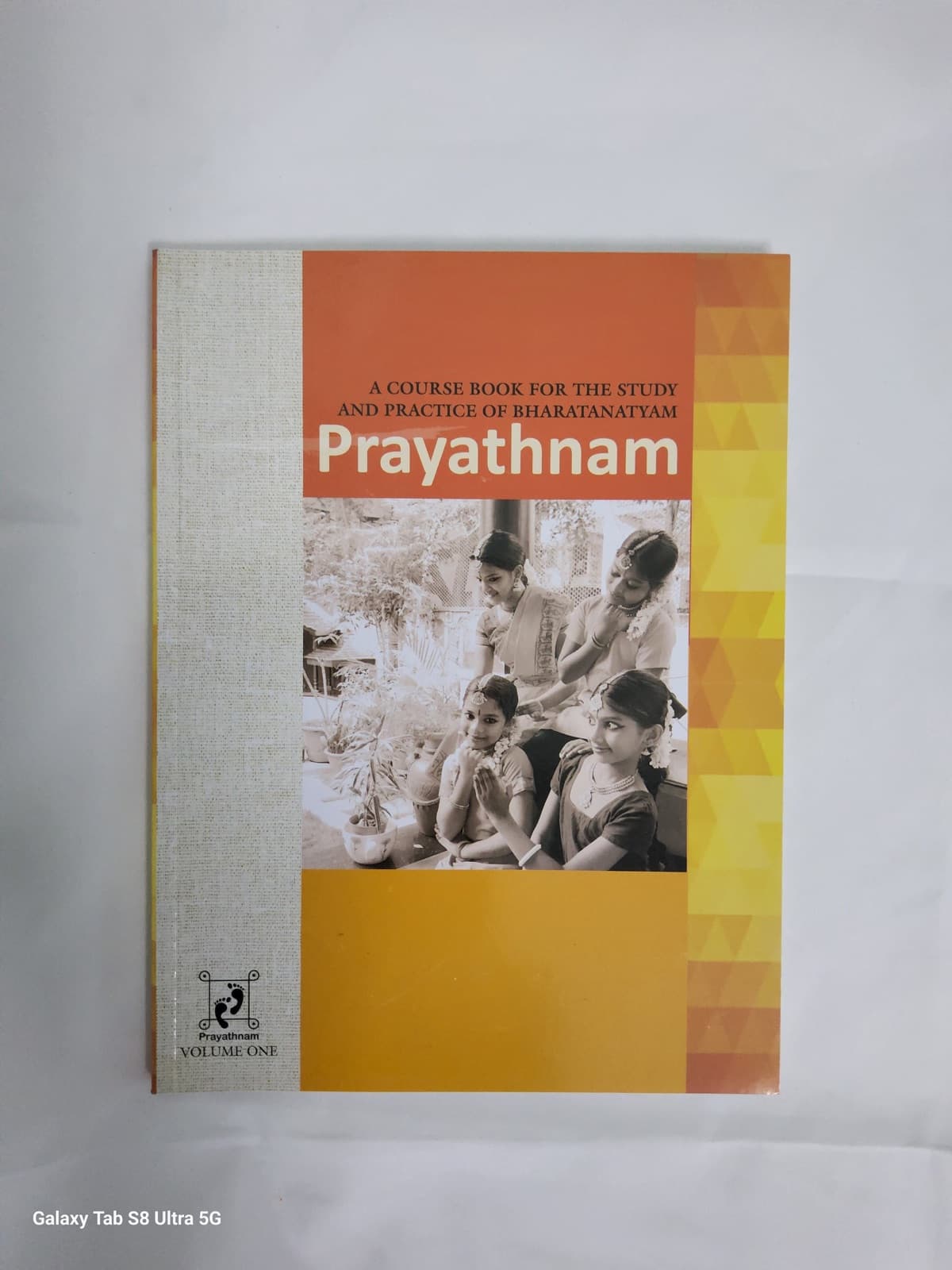 Open Prayathnam Bharatnatyam Practice Book: Sample page with Tamil & English text.