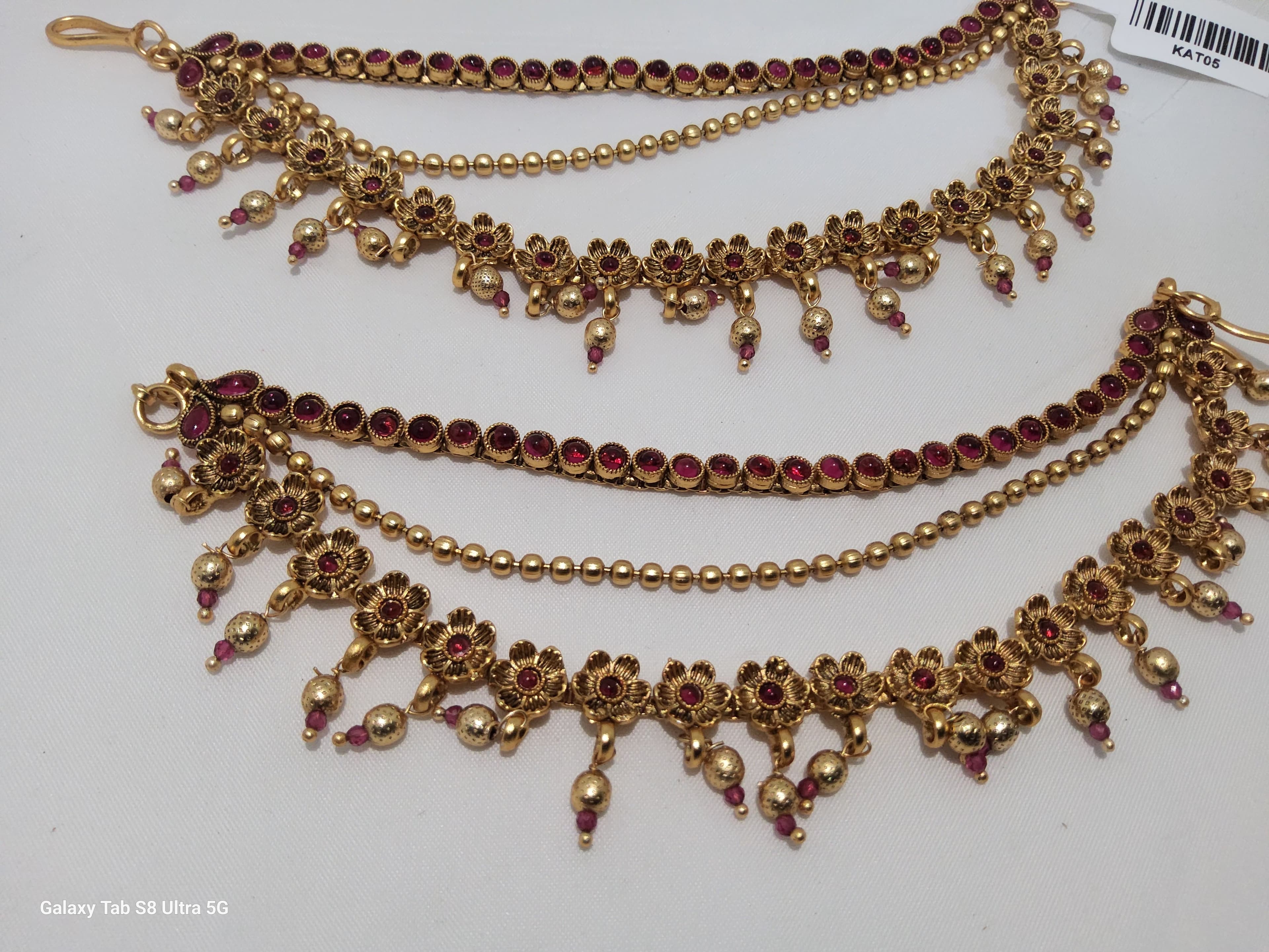 Flower Design With Balls  Pink Stone Matal | Copper Antique Jewellery