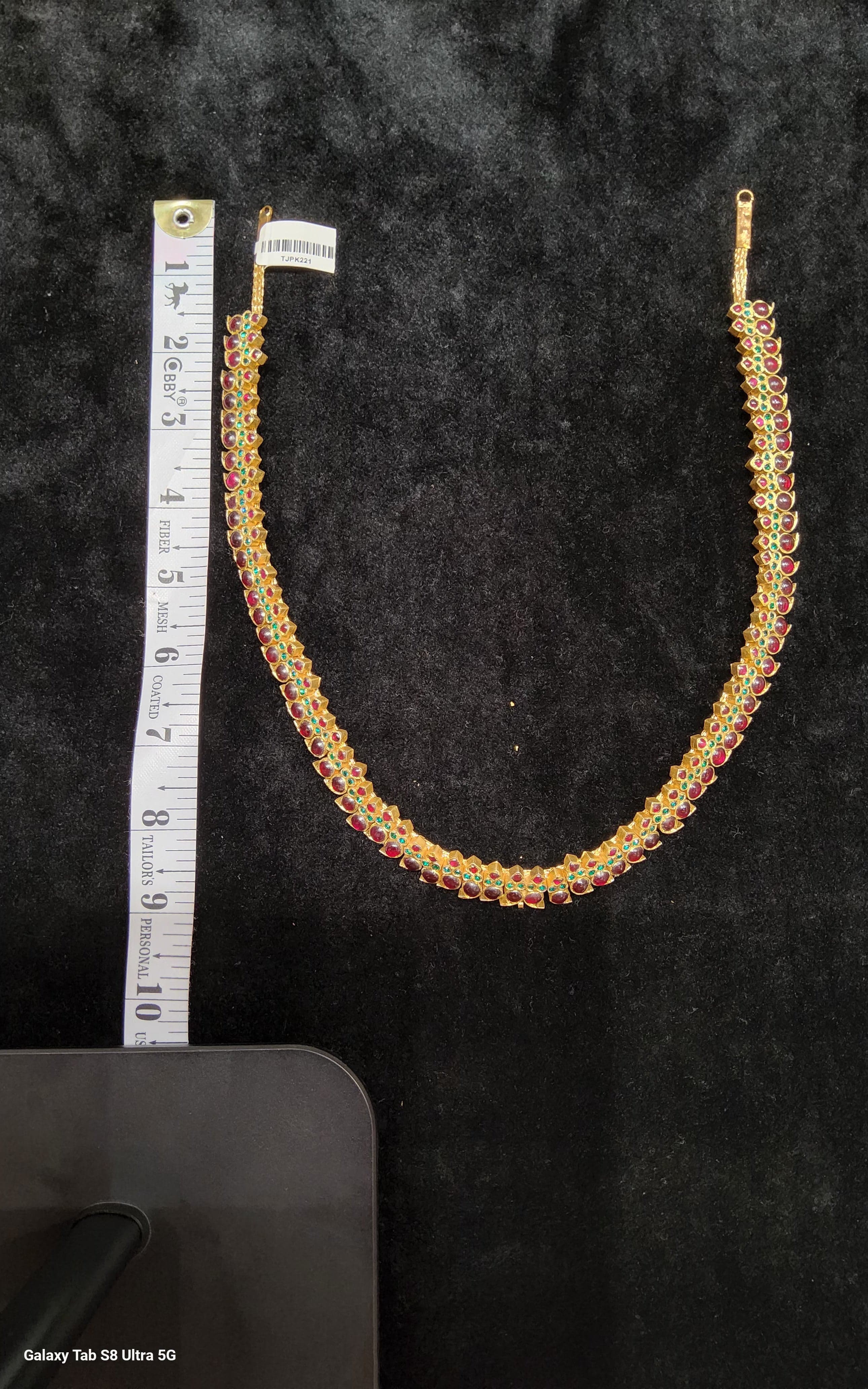 Handmade Manga Malai: Pure silver temple jewellery necklace with intricate gold leaf design