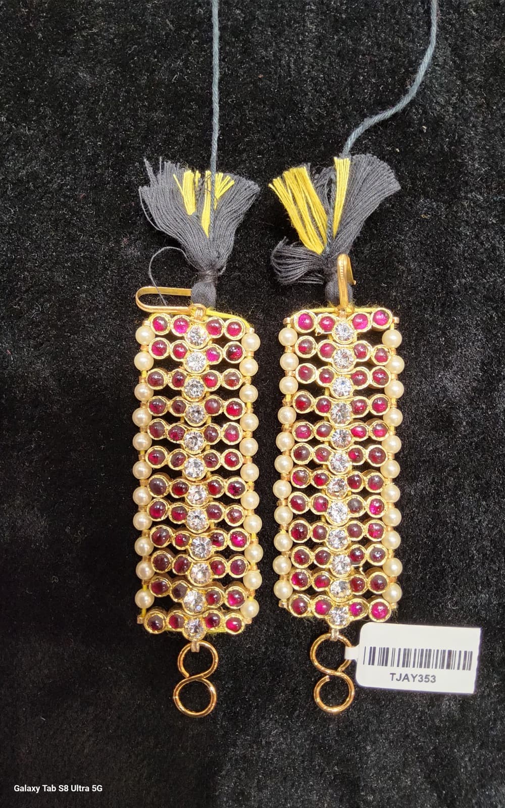 Surul Palai Mattal Temple Jewellery, close-up of intricate design. Original South Indian jewelry.