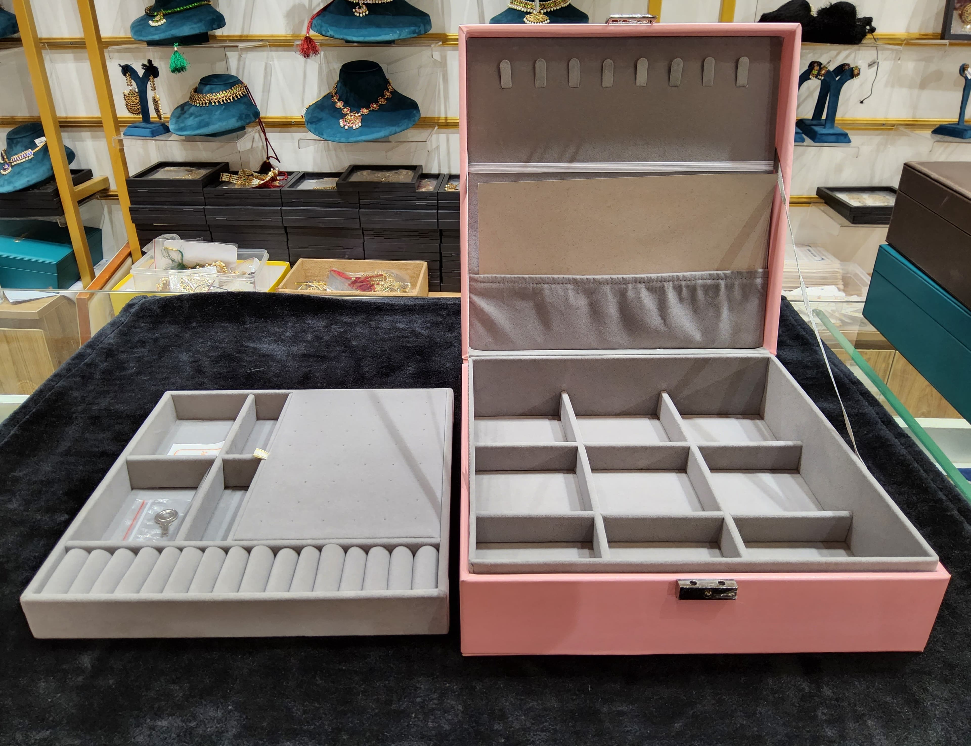 Jewellery Box: Angled shot of the box, highlighting craftsmanship and design details.