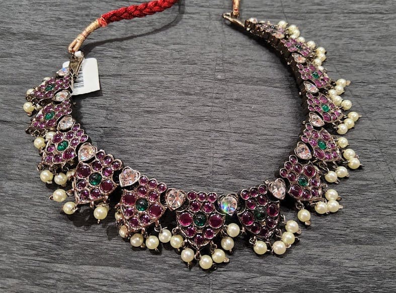 Margam Black Series: Copper Temple Jewellery Short Necklace for Bharatanatyam dance.