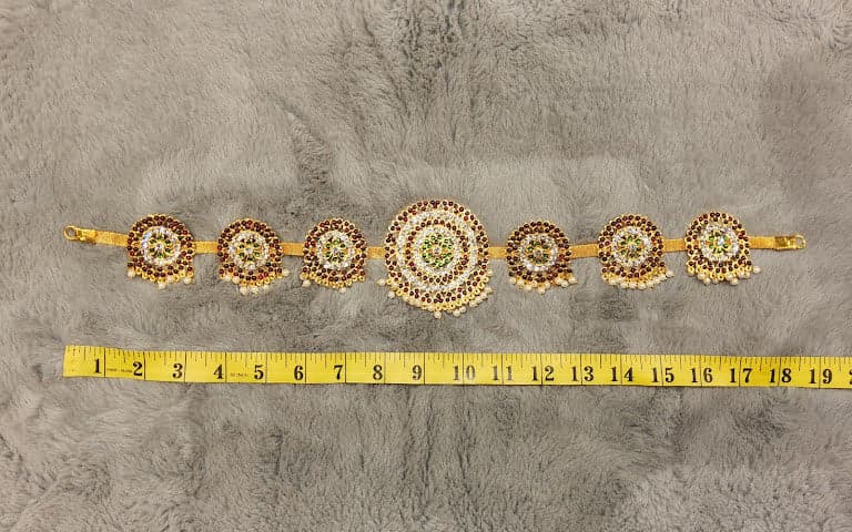 Stone Belt Imitation Jewellery: Classical dance waist belt, gold color, stone details