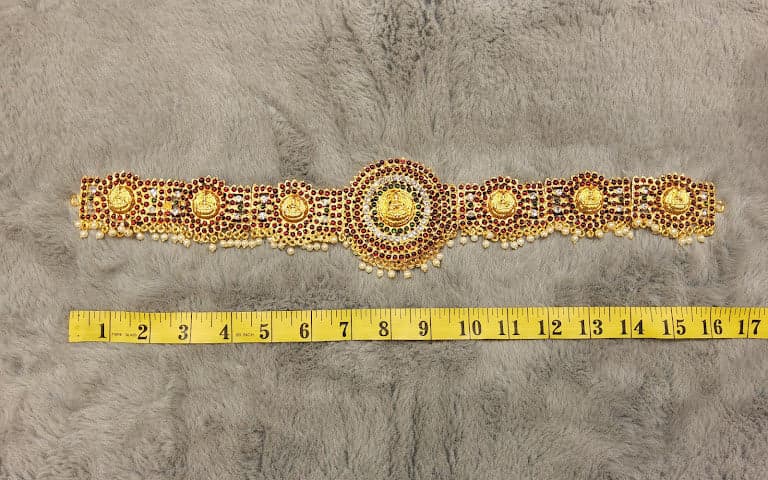 Stone Belt Imitation Jewellery: Indian dance belt, side view showing stone detailing.