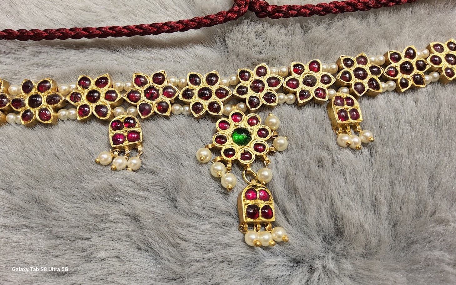 Temple Jewellery Flower Choker: Necklace worn on neck, Bharatanatyam dance jewelry.