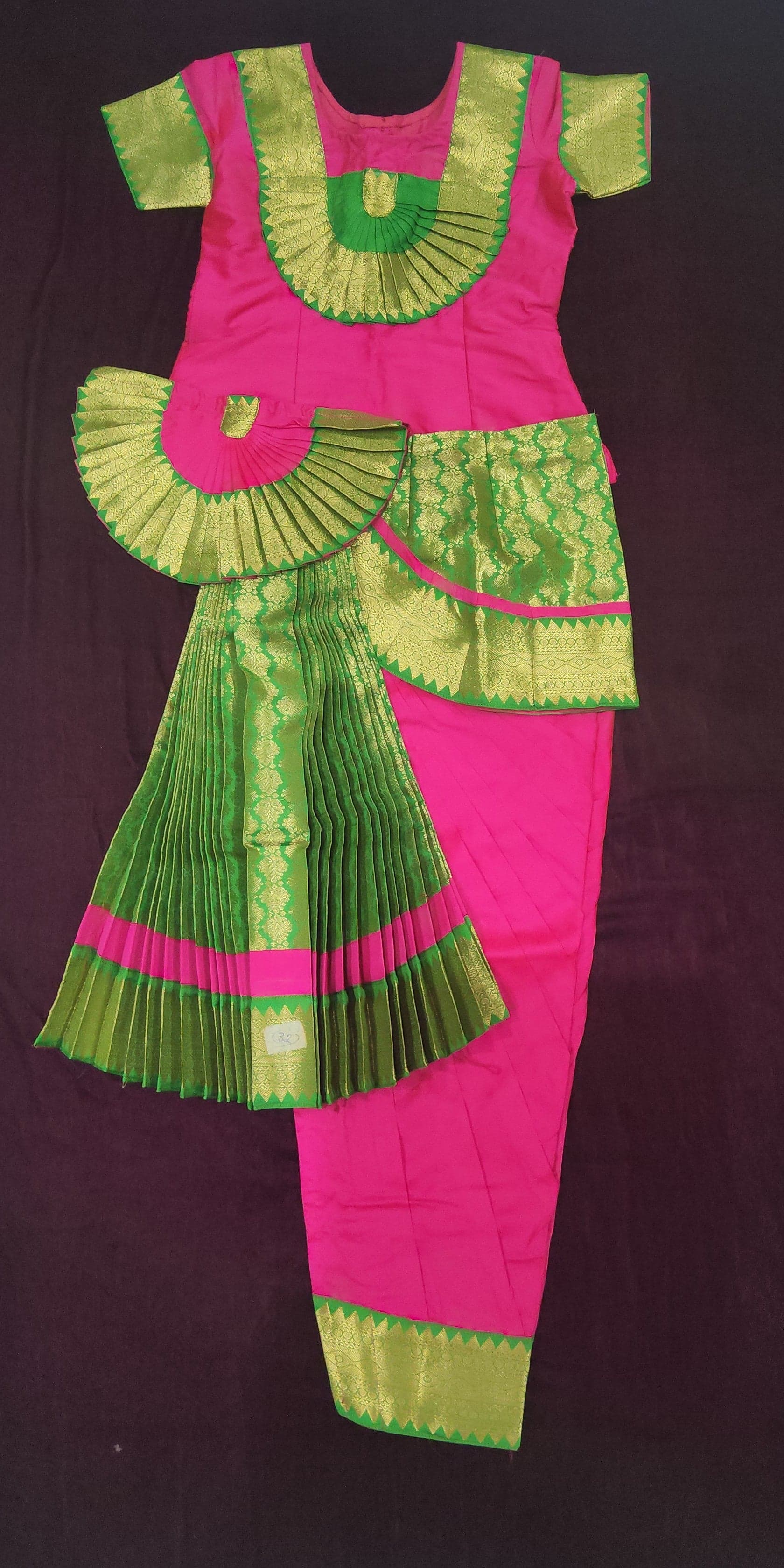 Kids Bharatanatyam Costume (SSD Pant Style), full view, ideal for dance practice.