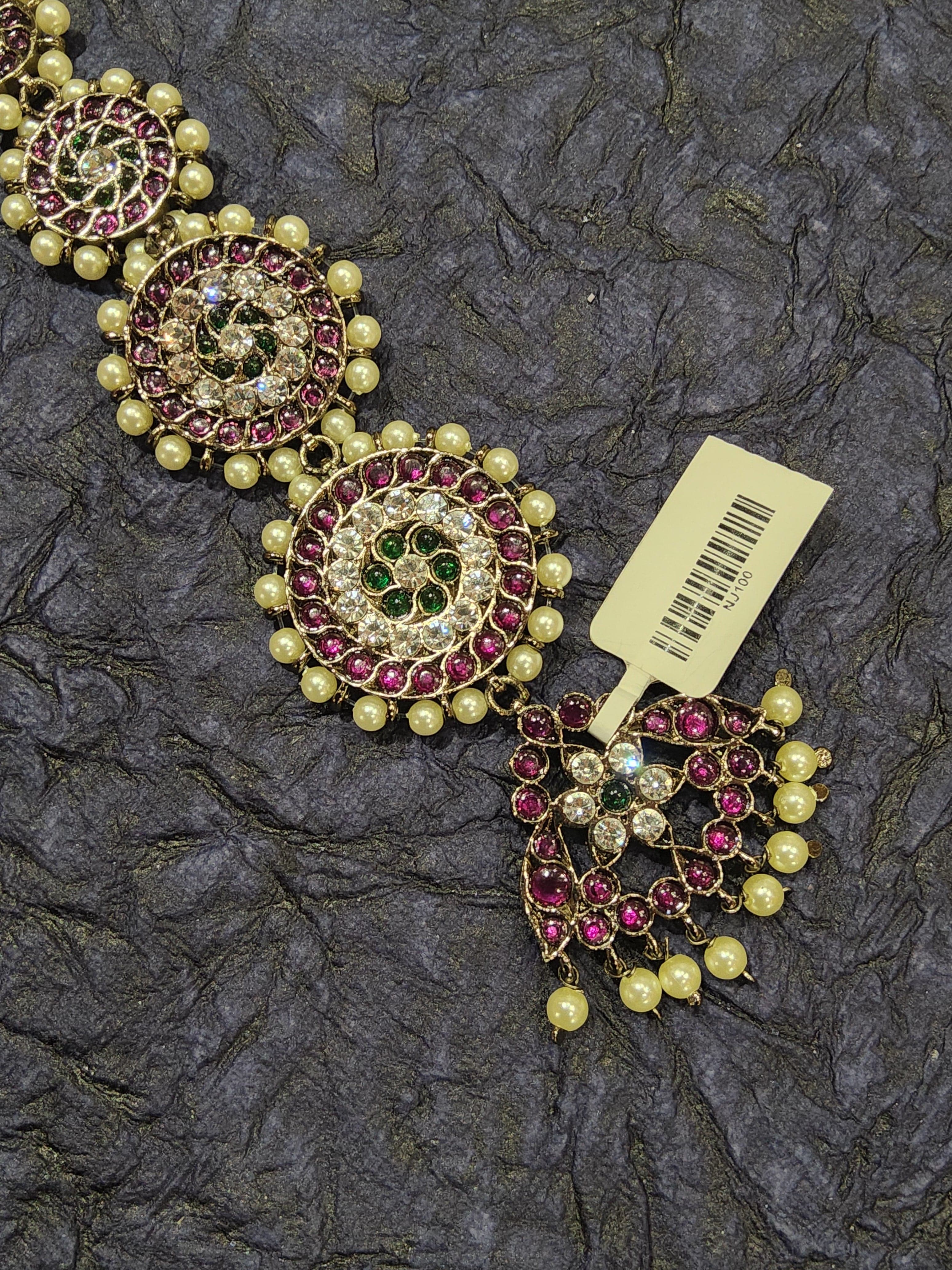 Black Series Round Chutti: Copper Tikka for Kuchipudi & Arangetram, Pearl Edging and Temple Motif