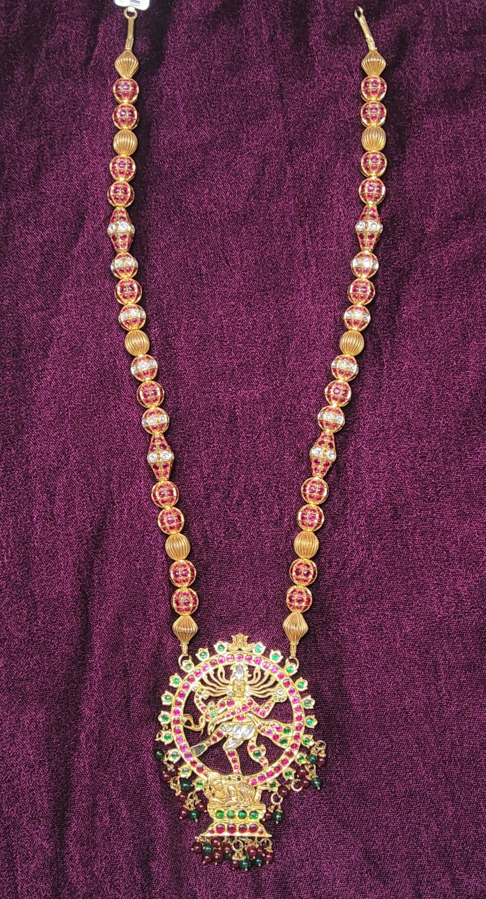 Long Haram Nataraja Balls Malai: Original Temple Jewellery for Bharatanatyam, Kuchipudi dance.