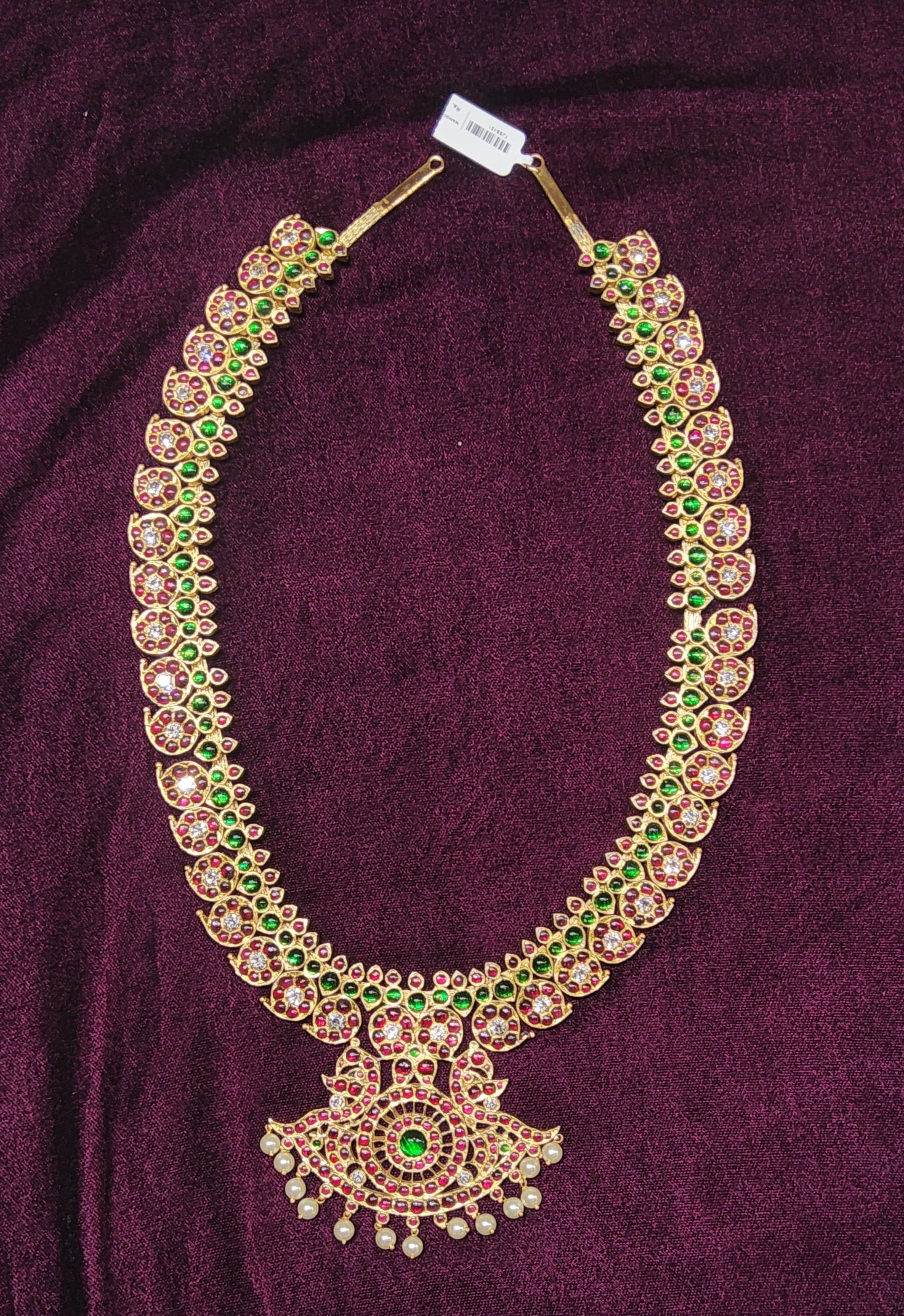 Original Temple Jewellery Long Haram Mango Motif
