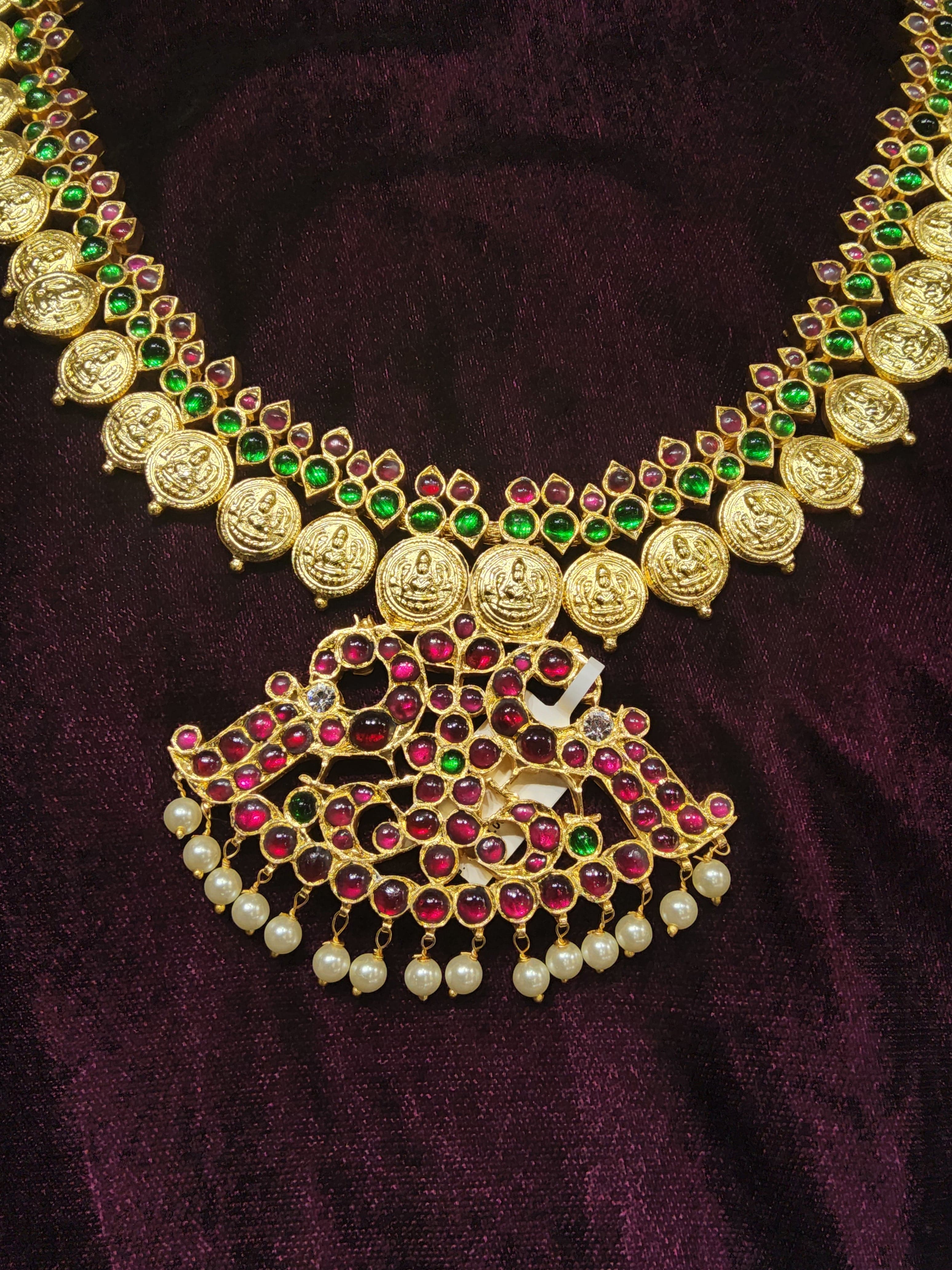 Kasu Haram: Long Temple Jewellery necklace, perfect for Kuchipudi and Arangetram dance