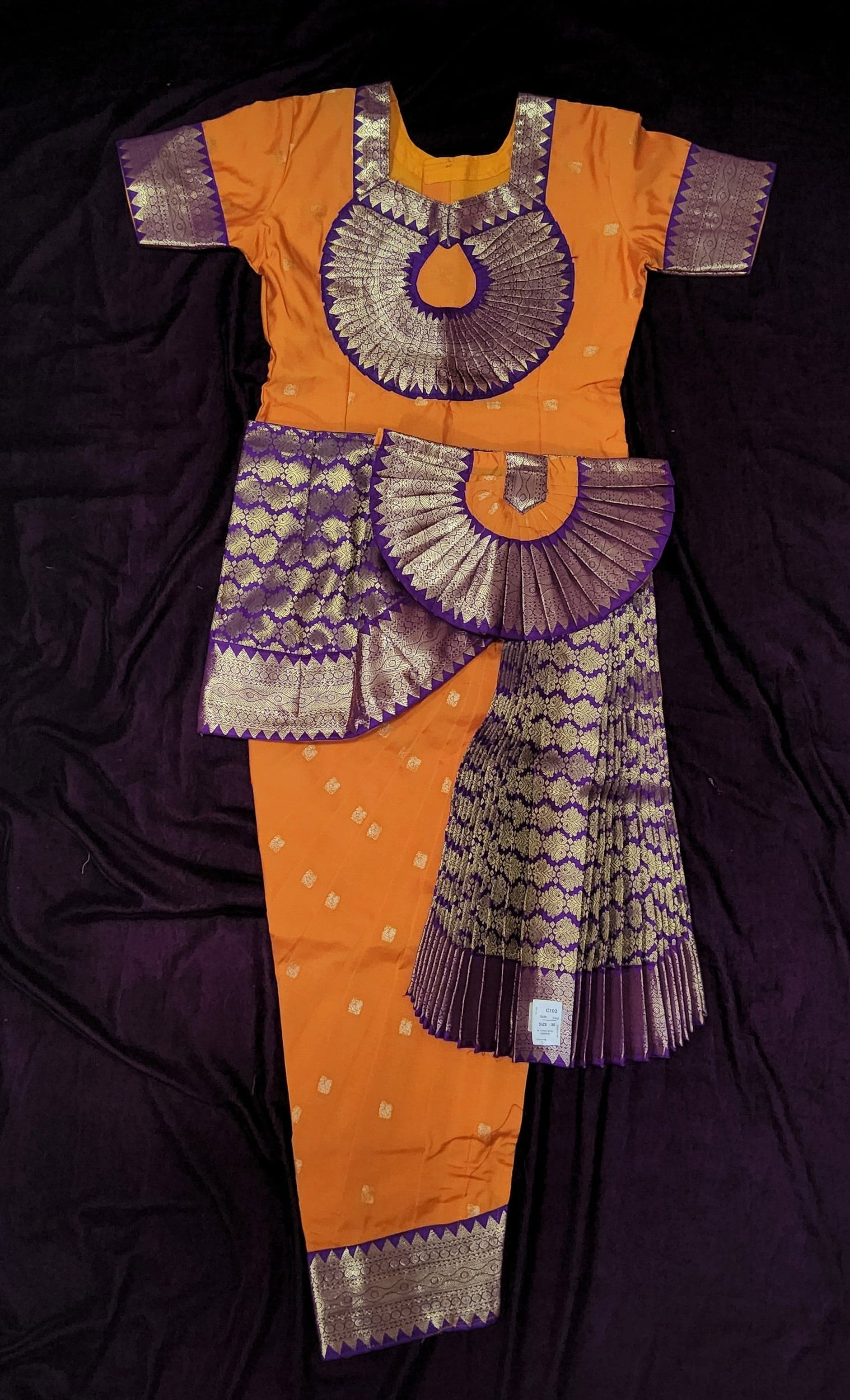 Kids Readymade Bharatanatyam SSD Costume, showing flexible fit for dancers.