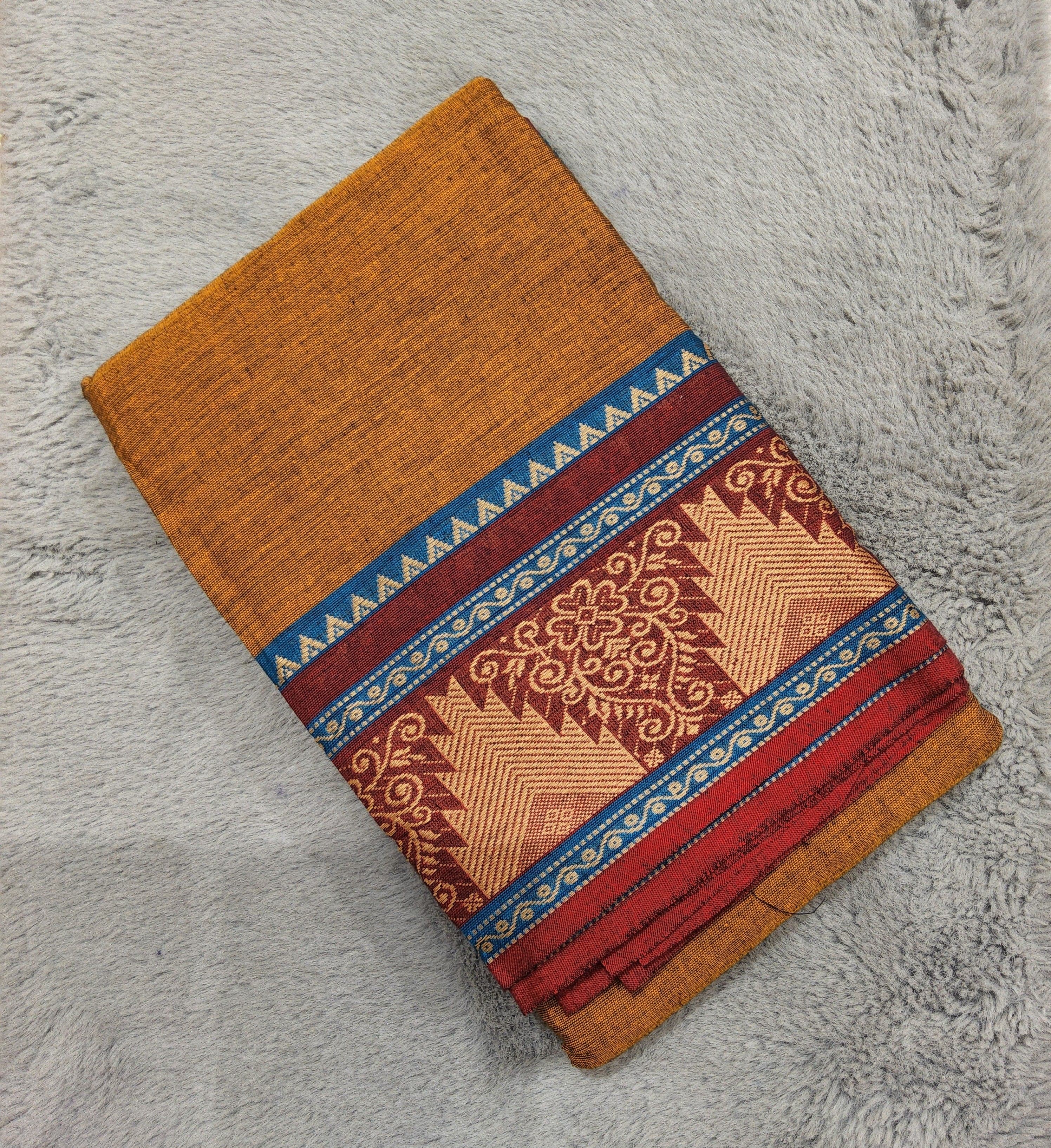 Close up of pure cotton dance practice saree, perfect for Bharatanatyam practice.