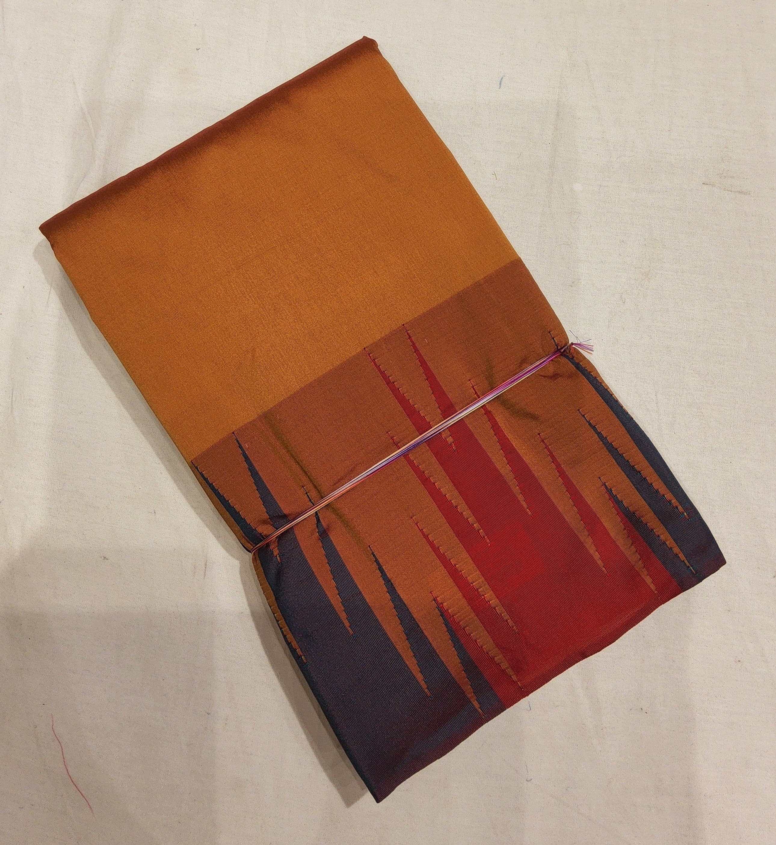 Readymade Semi Silk Saree for Bharatanatyam. Back view showing pleating. Perfect Bharatanatyam costume.