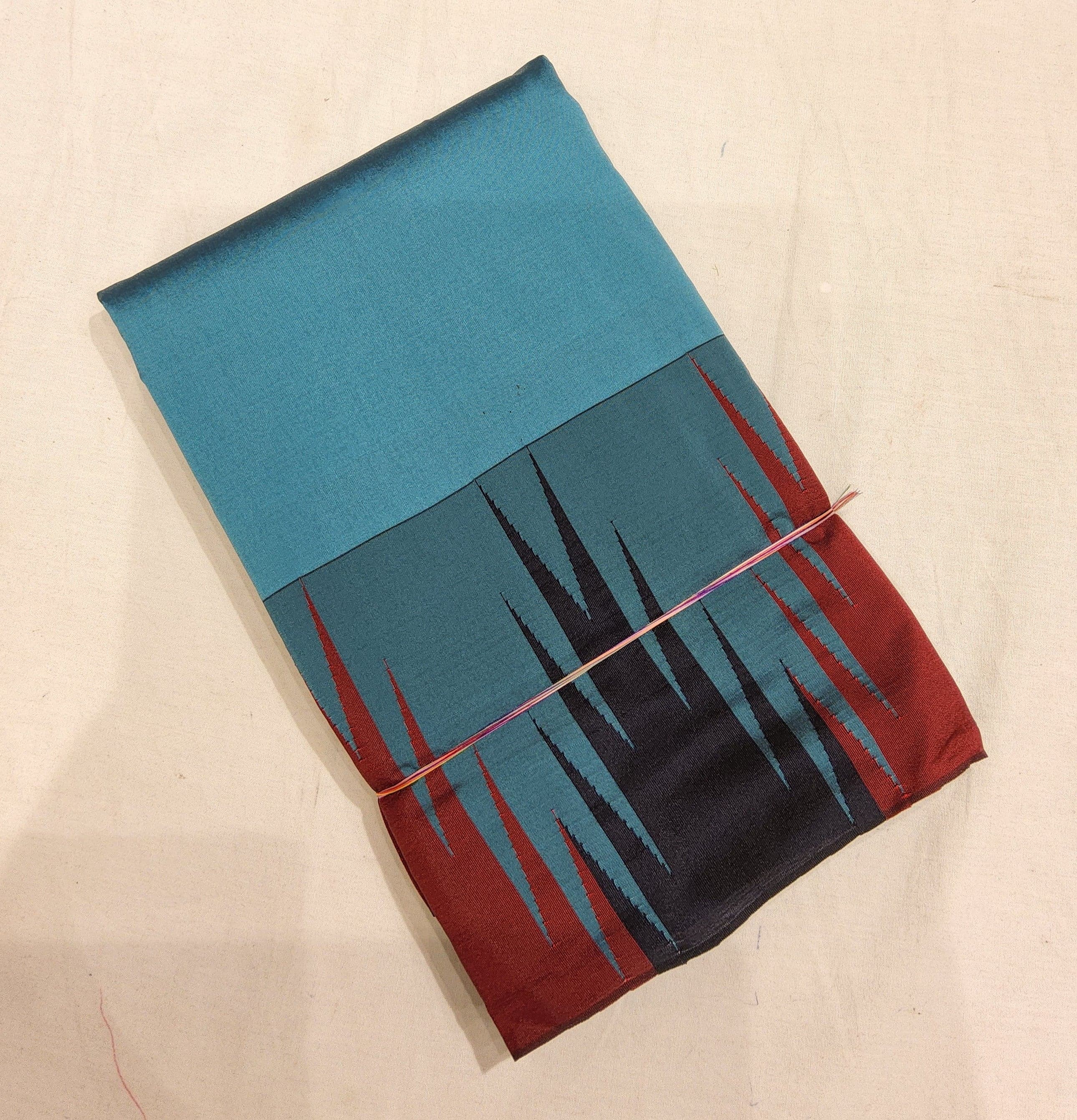 Close-up of Readymade Semi Silk Practice Saree fabric detail. Ideal Bharatanatyam costume material.