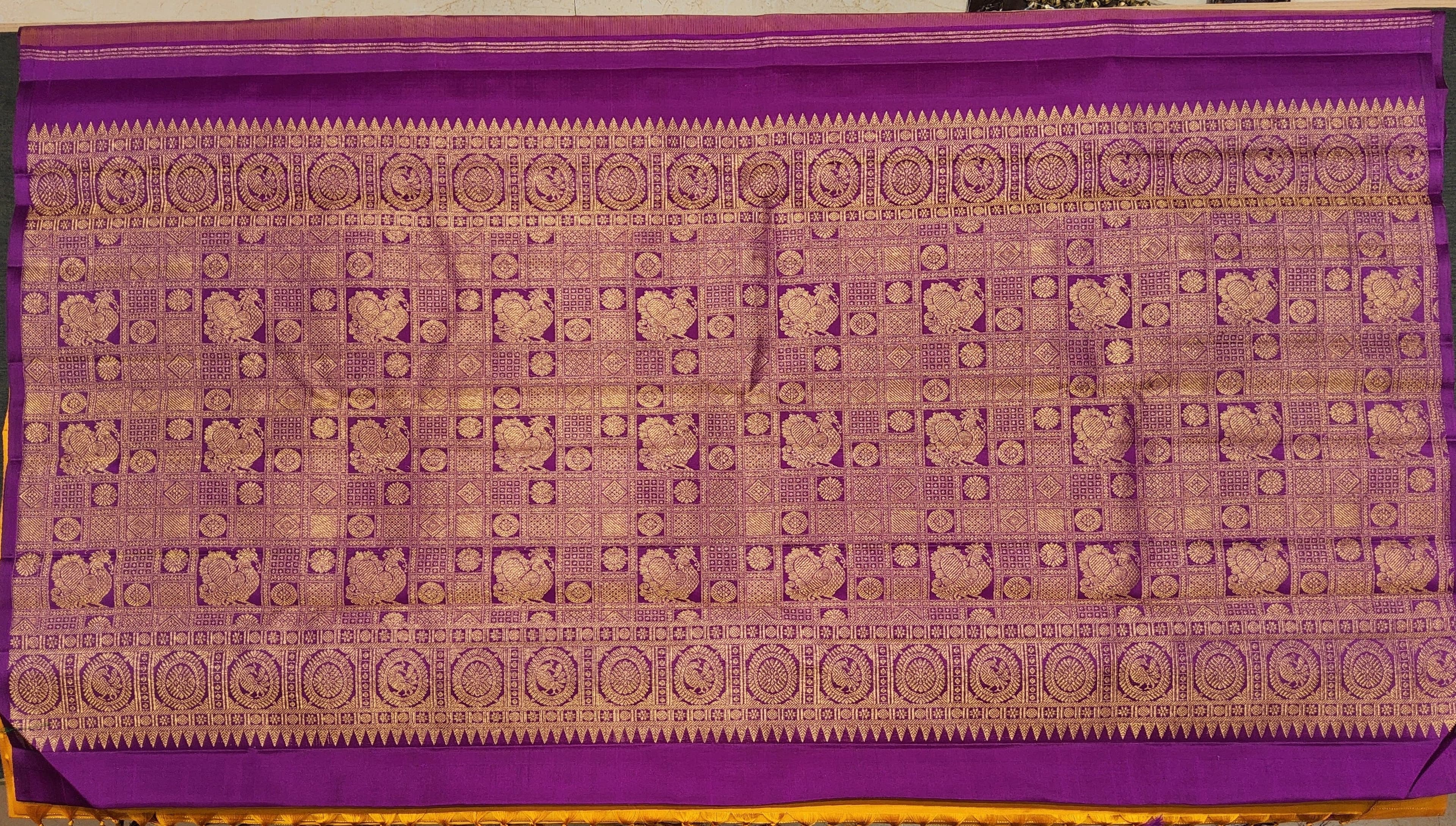 Close-up of Kanchipuram Silk Saree Traditional Motifs