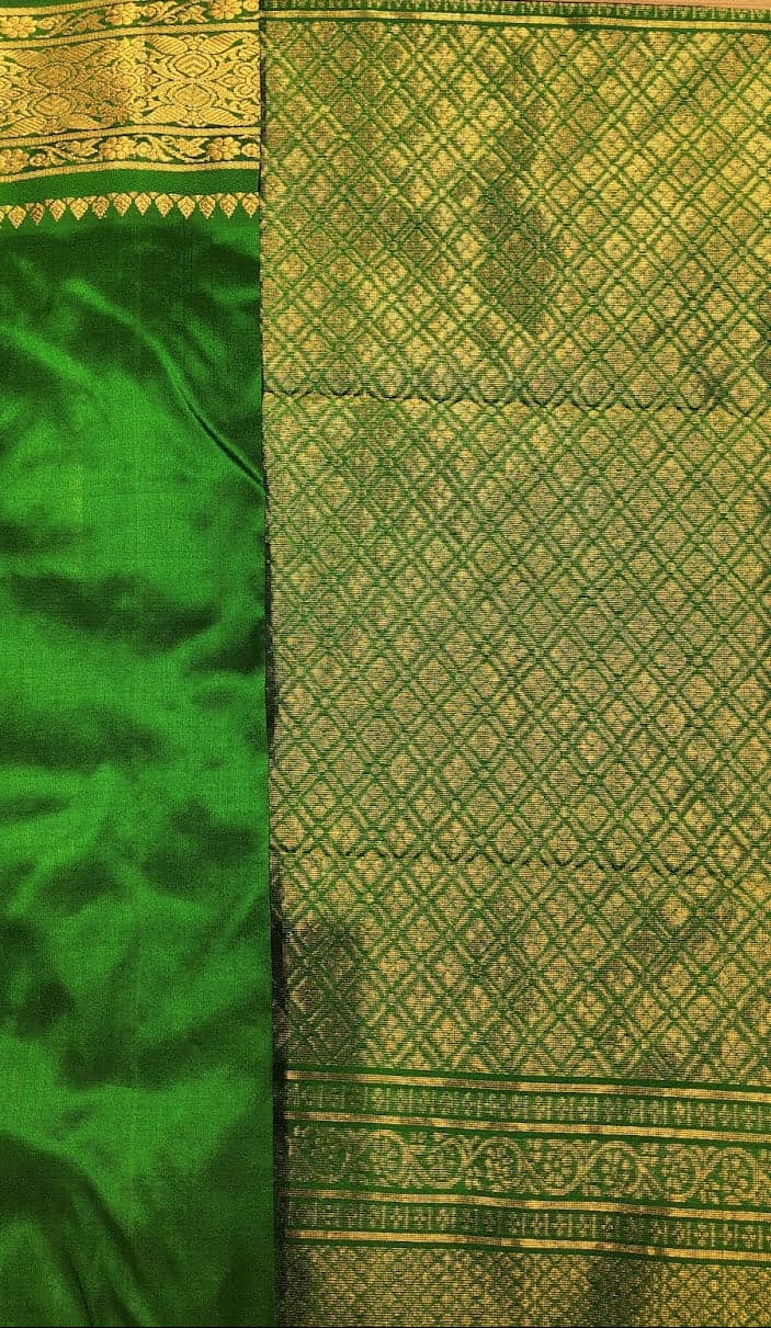 Dharmavaram Silk Saree for Bharatanatyam - Shows saree drape and blouse piece. Ideal Bharatanatyam costume.