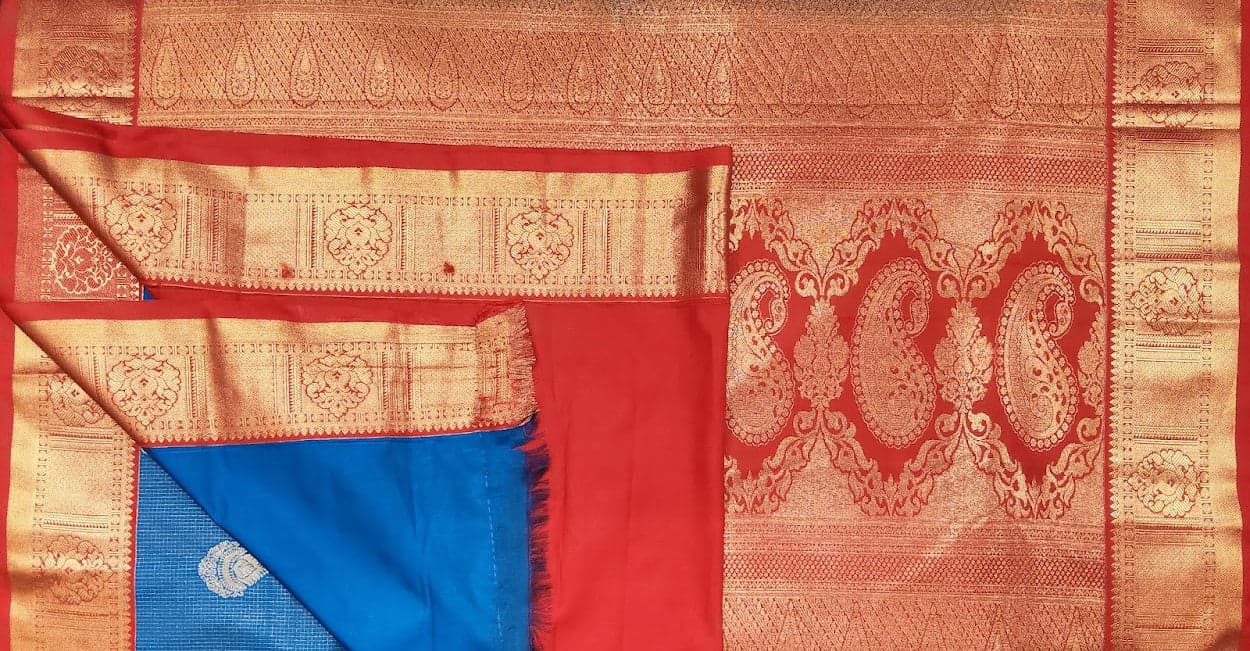 Checked Margam Saree, draping style, Bharatanatyam practice saree, comfortable wear.