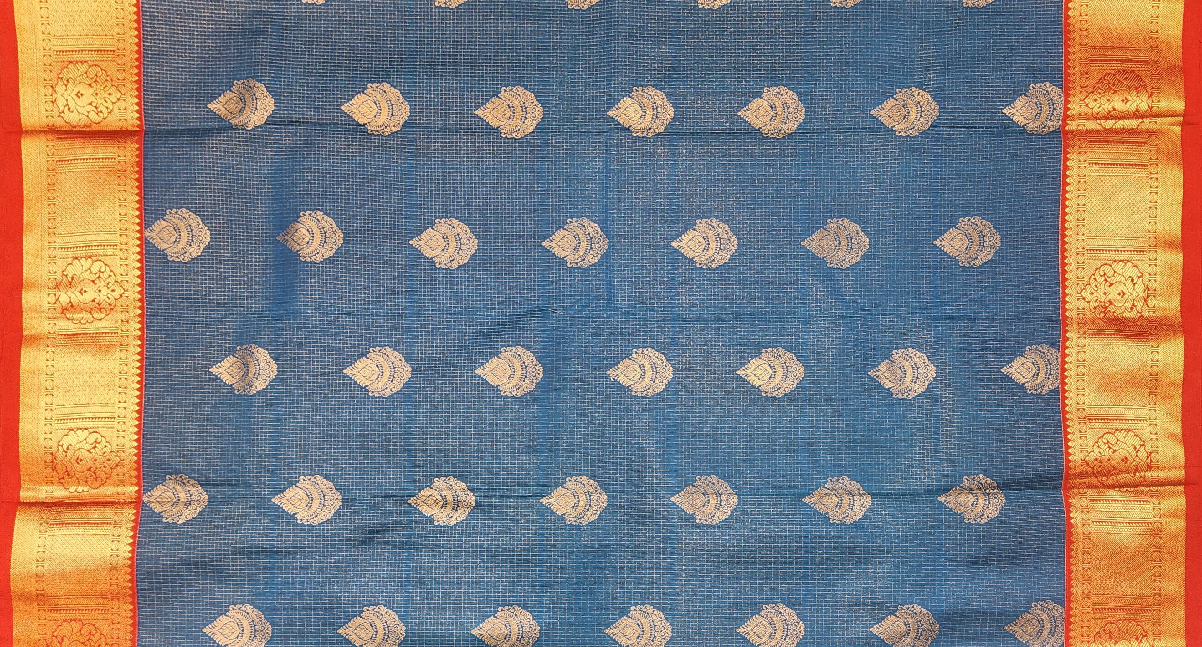 Checked Margam Saree, full view, dance practice saree, comfortable fabric.