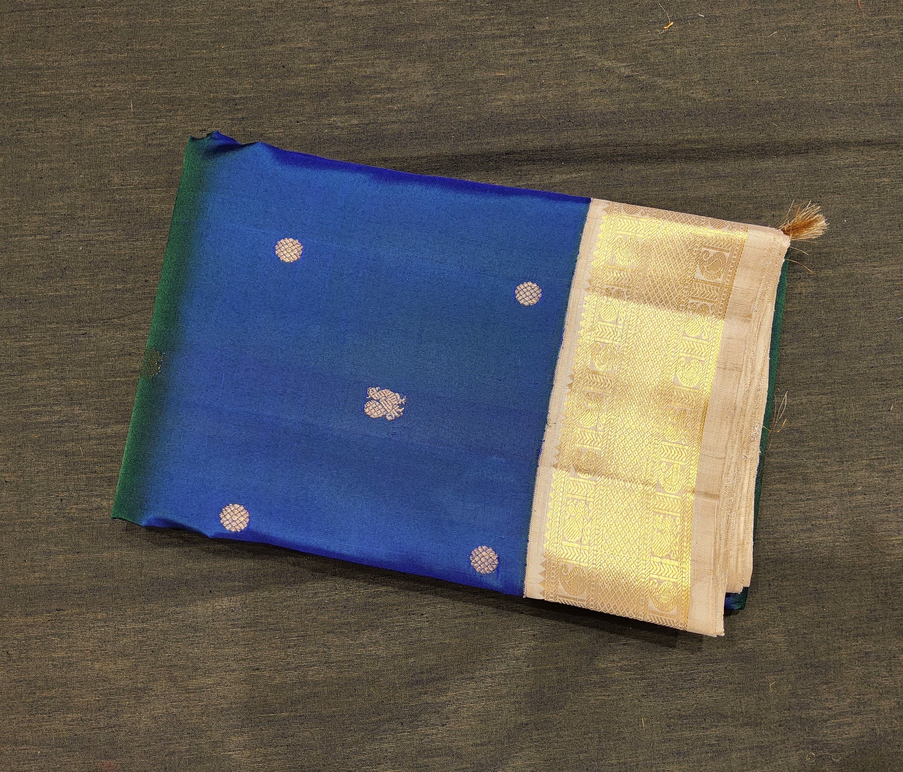 Blue with Off White | Kanchipuram Silk Saree | Bharathanatyam & Arangetram