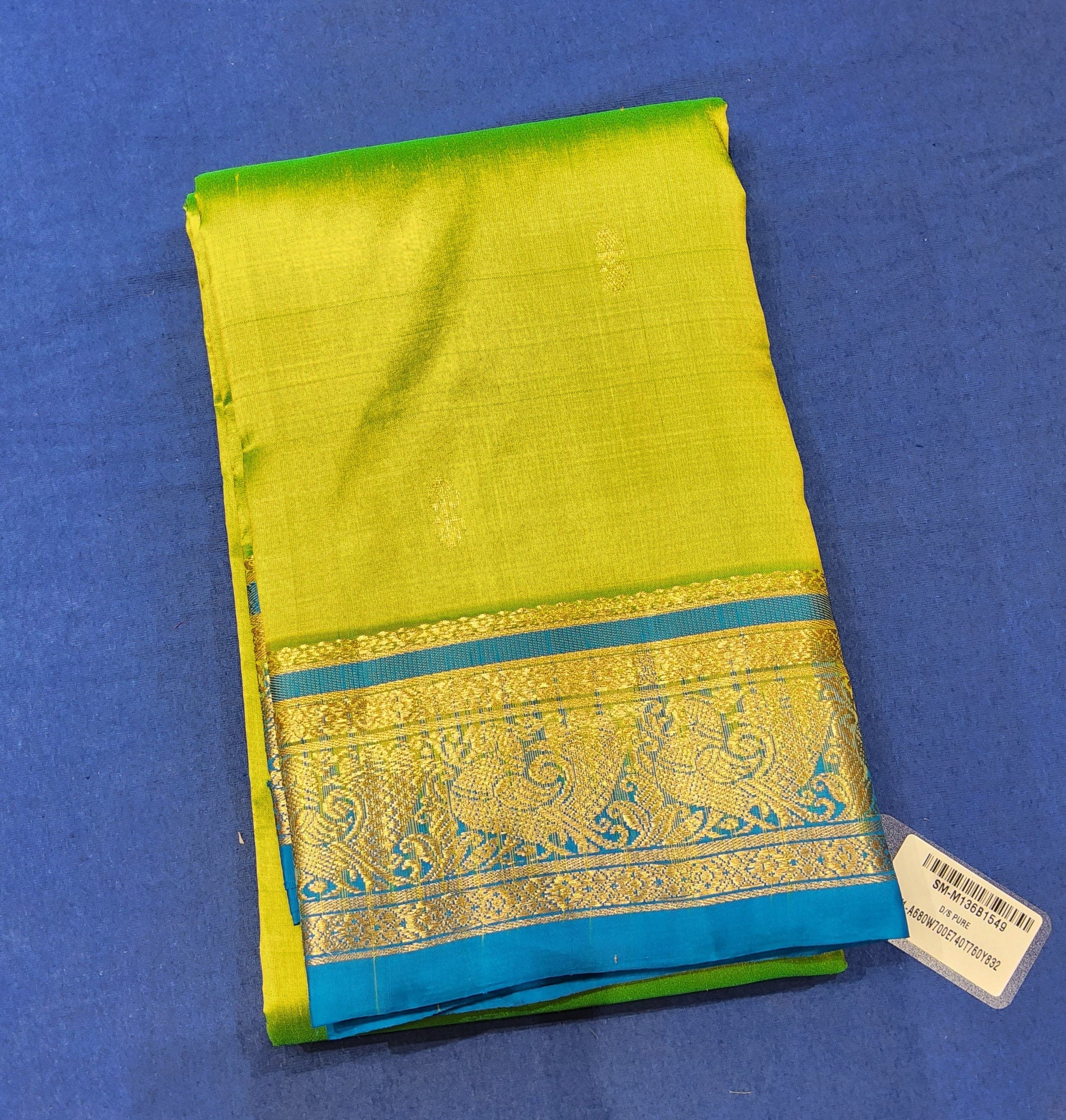 Sneha Green with Blue | Dharmavaram Silk Saree