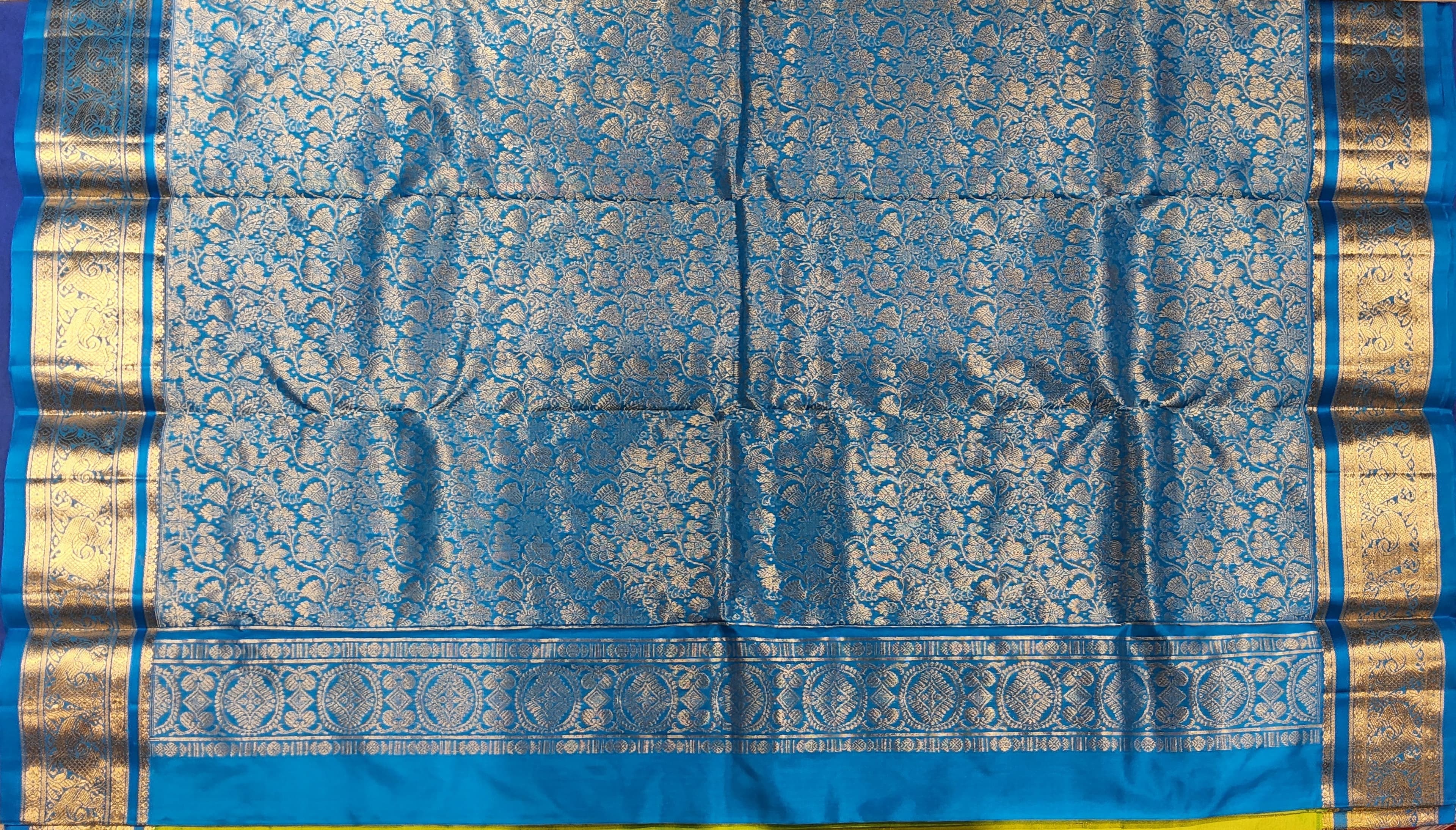 Sneha Green Blue authentic silk Dharmavaram saree: Ideal bharatanatyam practice saree