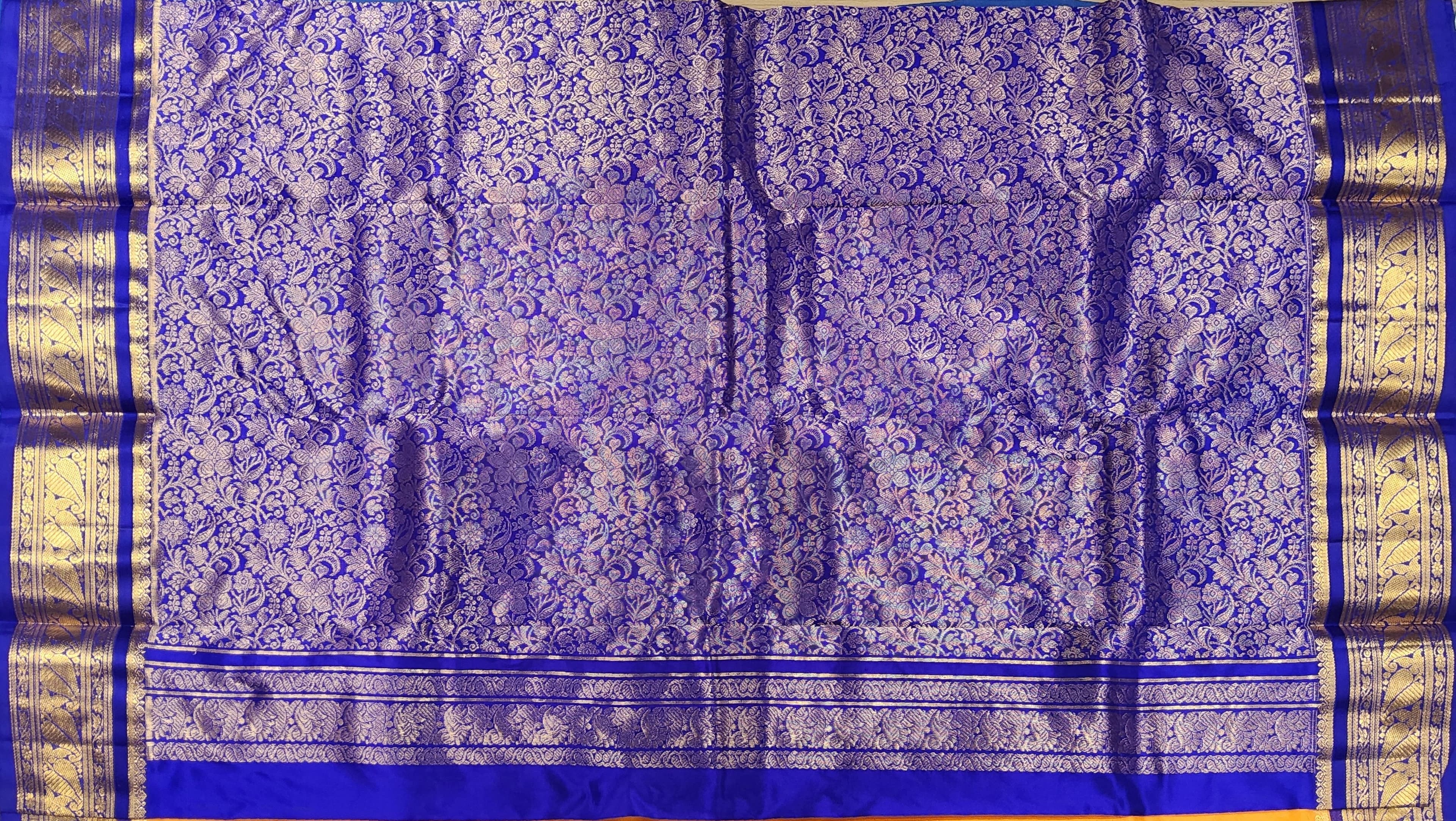 Dharmavaram practice saree. Mango yellow authentic silk saree with gold zari border.
