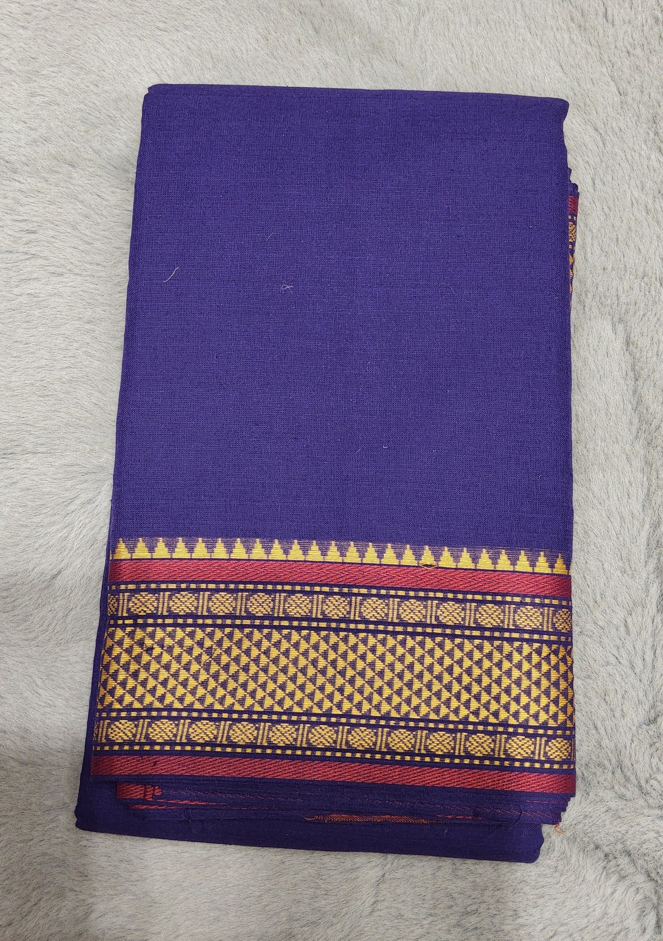 Cotton practice saree with Rudratcha border - dharmavaram pattu sarees style