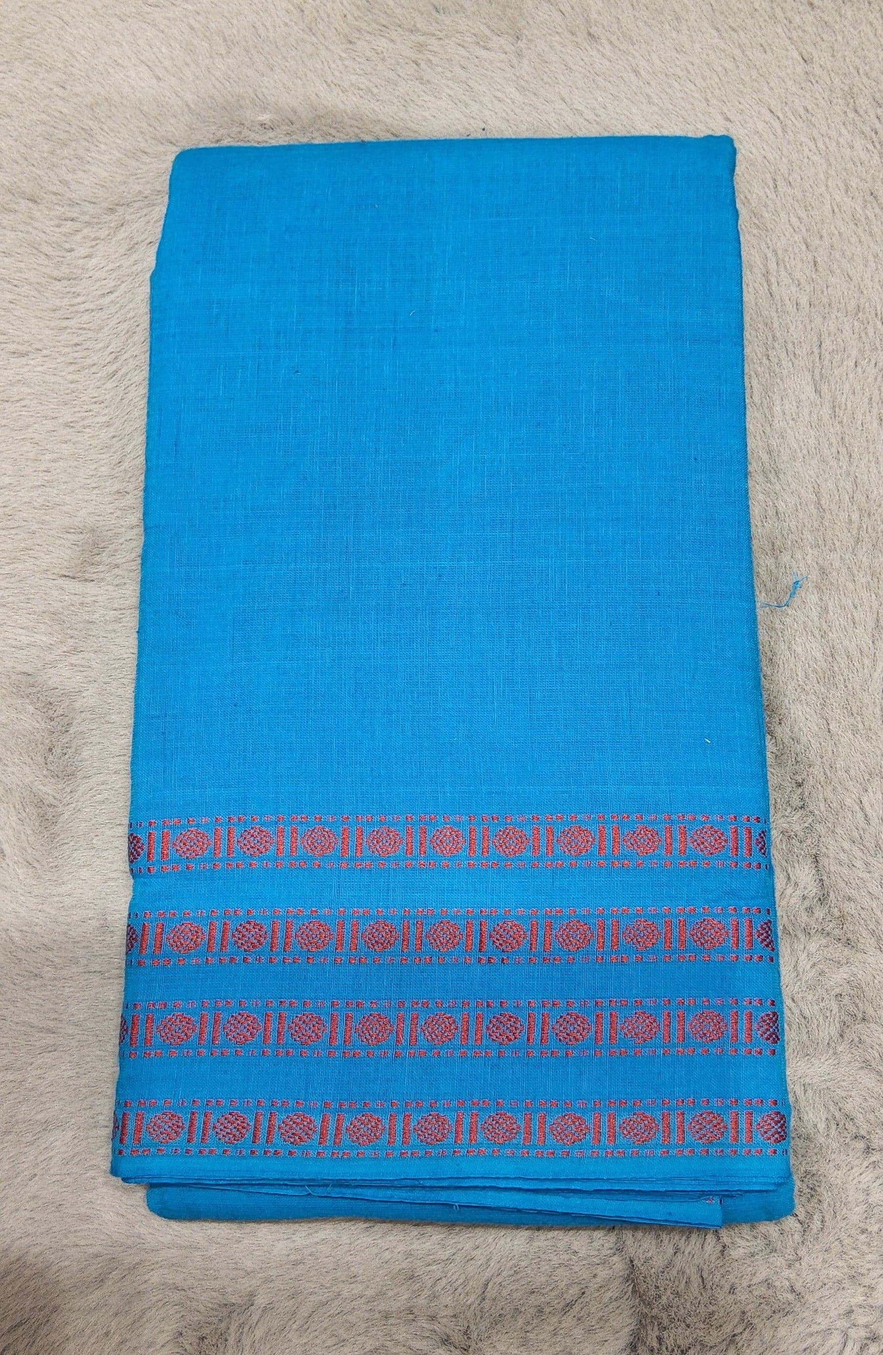 Cotton Practice Saree with Rudratcha border - full drape view, dance saree