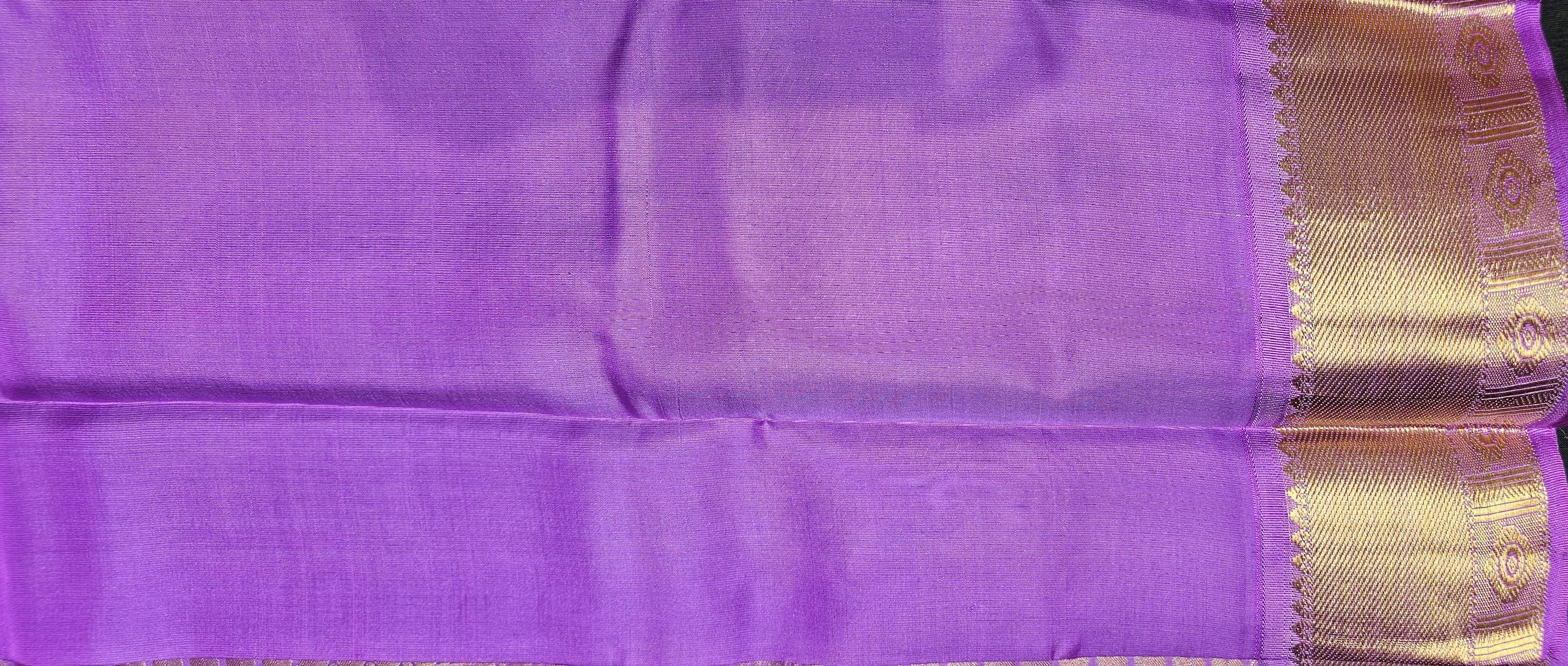Authentic silk Dharmavaram sarees in Lavender and Mustard, a perfect practice saree
