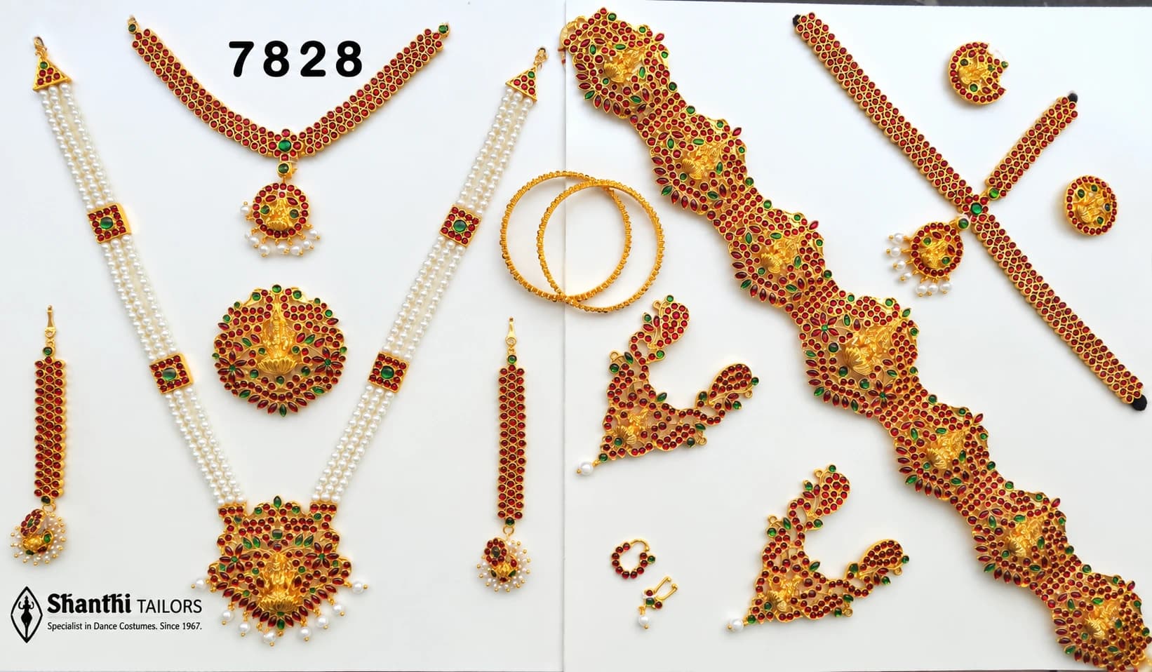 Pearls with full set | Jewellery set | 7828 - Jewelllery set