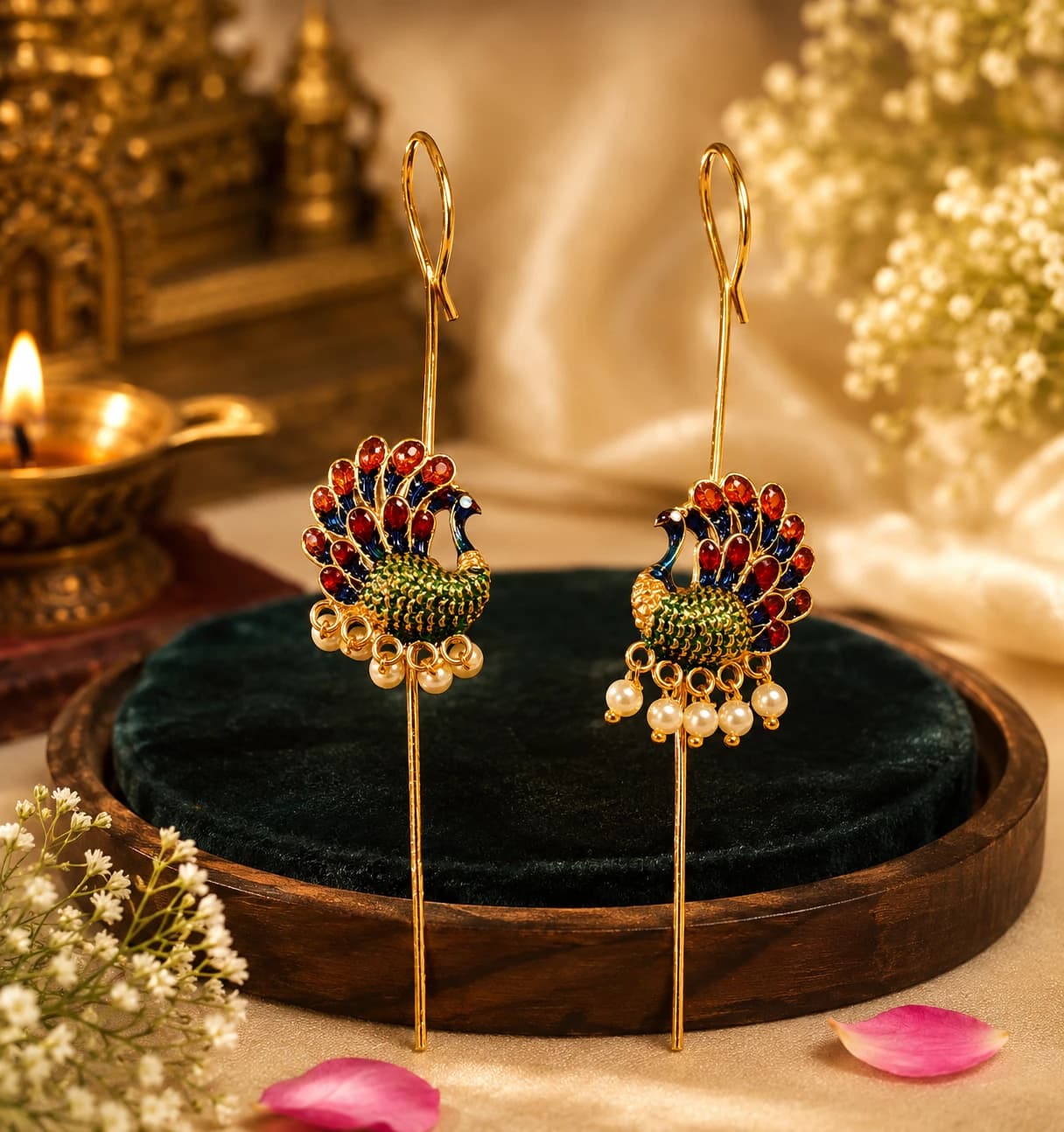 Peacock Earrings | Antique Finish