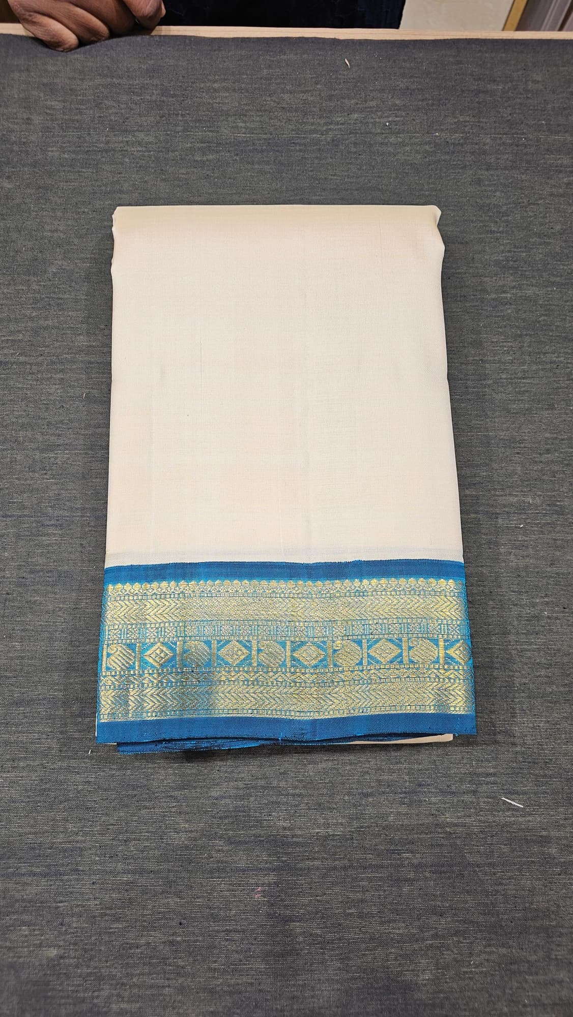 Off White with Blue | Kanchipuram Silk Saree | Arangetram | SBS36