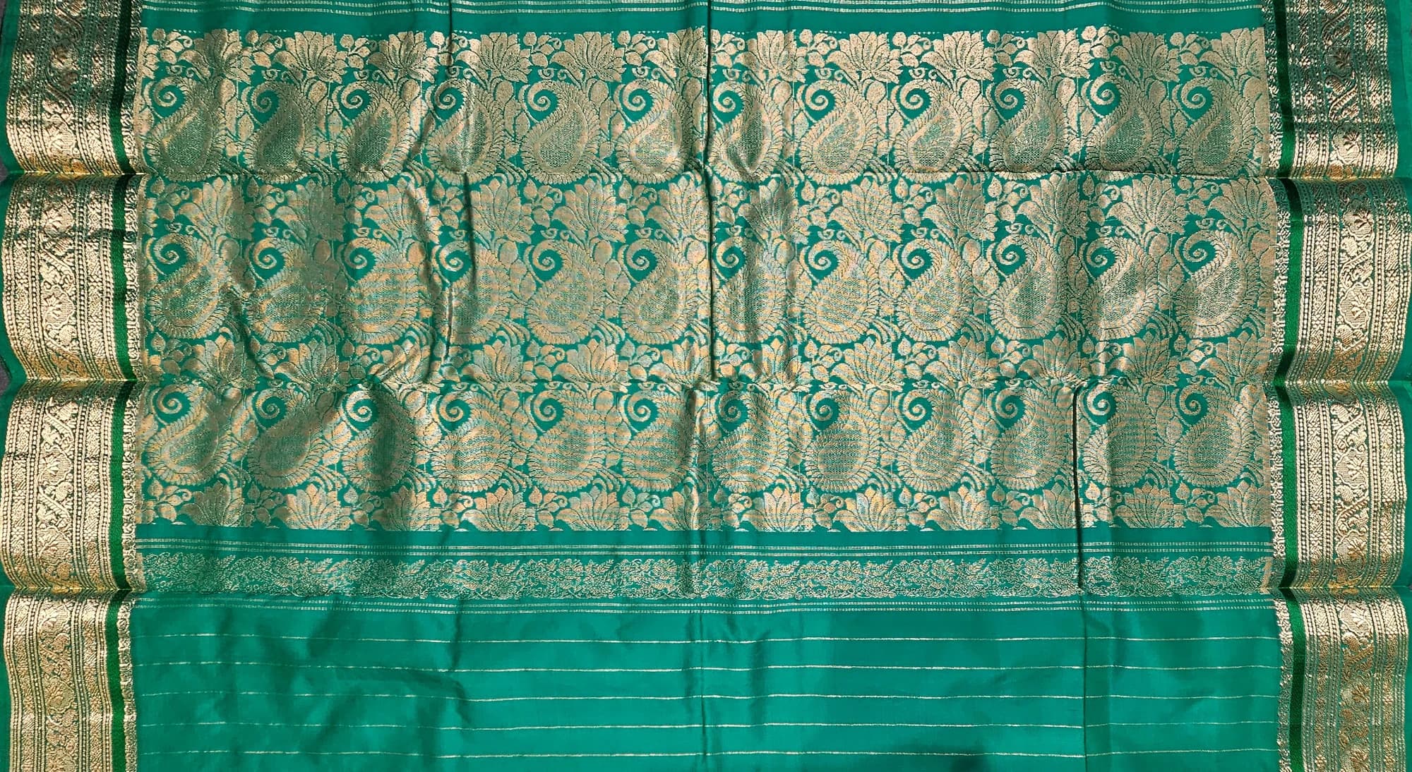 Orange w Green | Dharmavaram Silk Saree