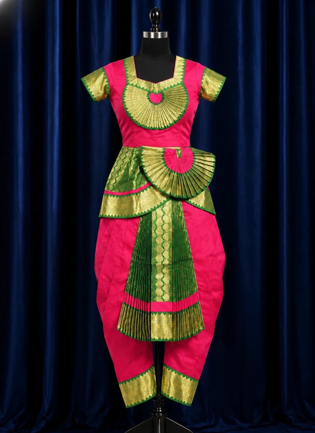 Pink w Green | Readymade Bharathanatyam Costume | SSD | D145