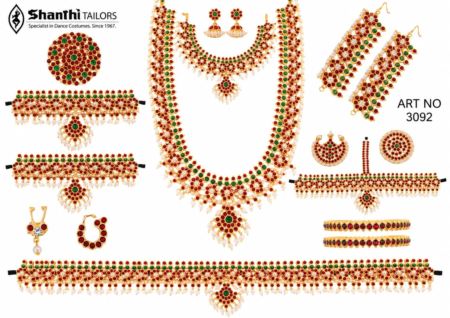 Mango Full Set with Pearls | Imitation Bharatnatyam Set