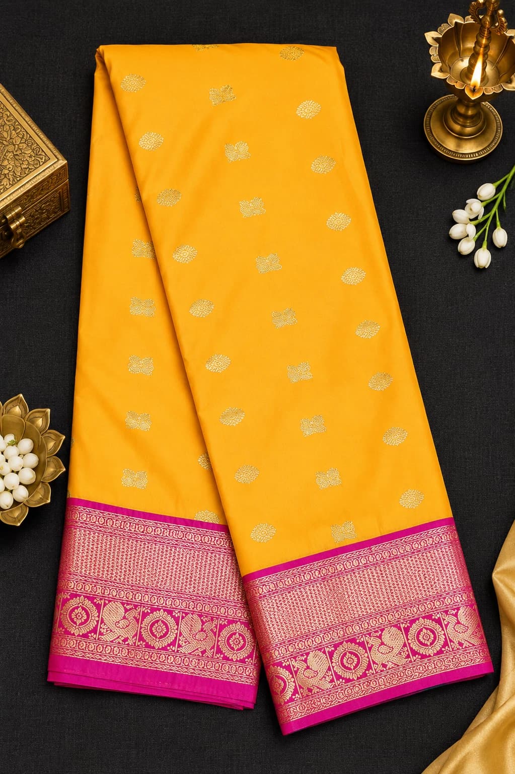 Yellow with Pink | Margam Saree | OSS13