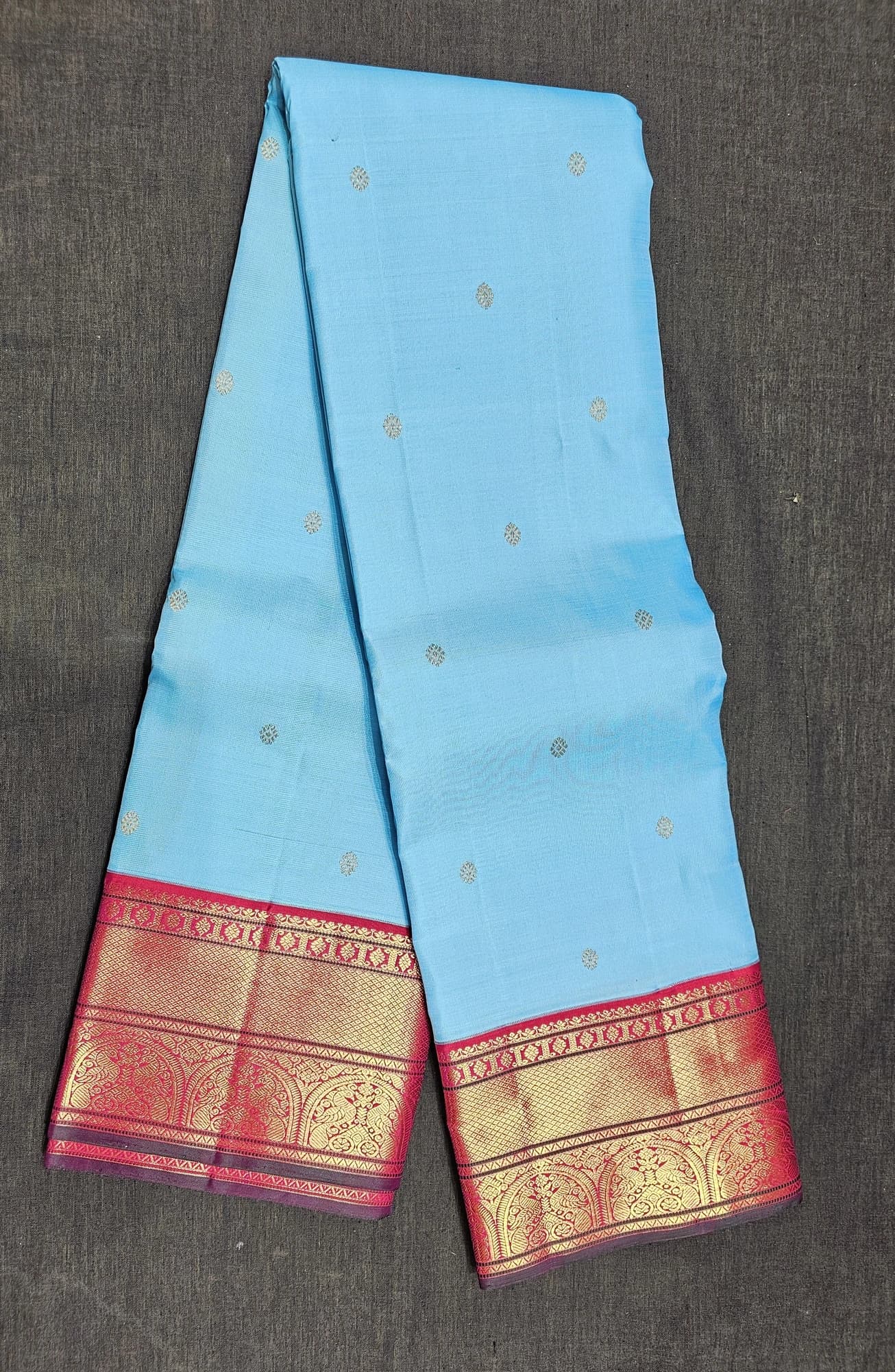 Sky Blue w Pink | Kanchipuram Silk Saree | SBS45