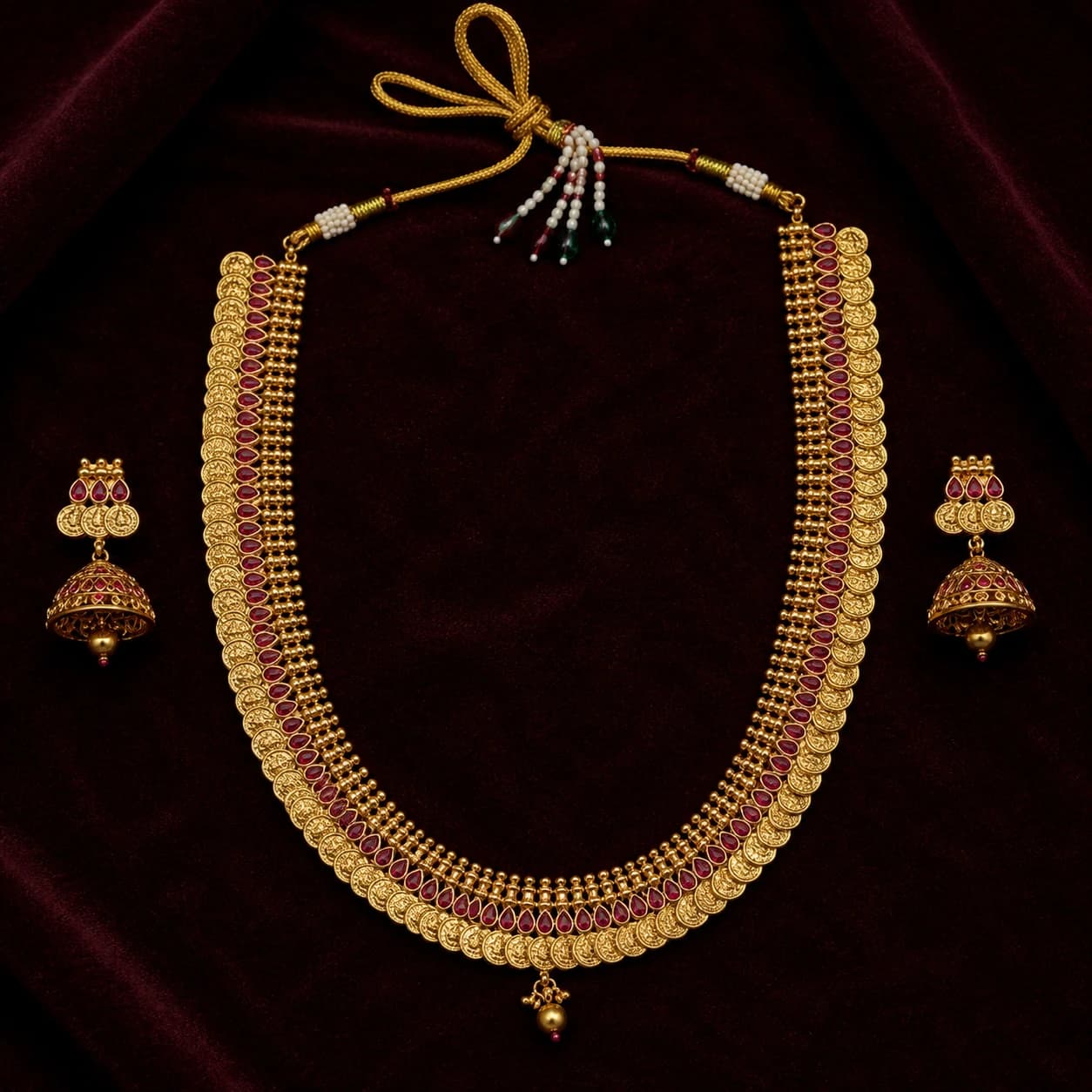 Kasumalai Haram w Earrings | Long Haram | Fashion Jewellery | NAV1443