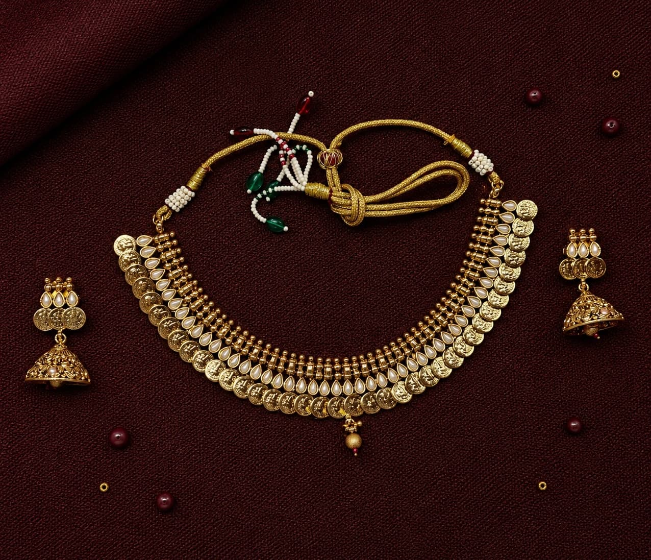 Kasumallai w Earrings | Short Necklace | Fashion Jewellery | NAV754