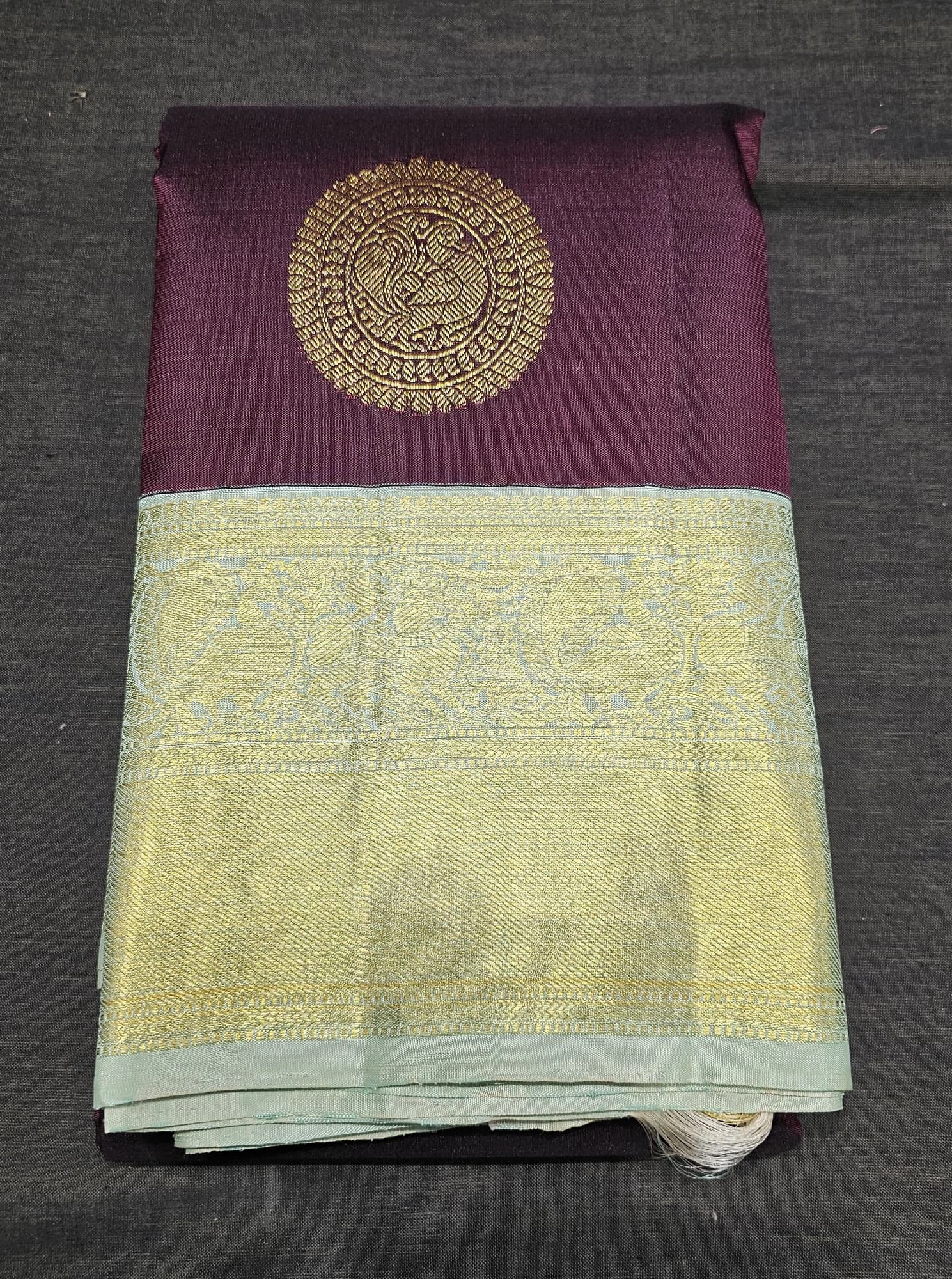 Meroon w Pista | Kanchipuram Silk Saree | SBS47