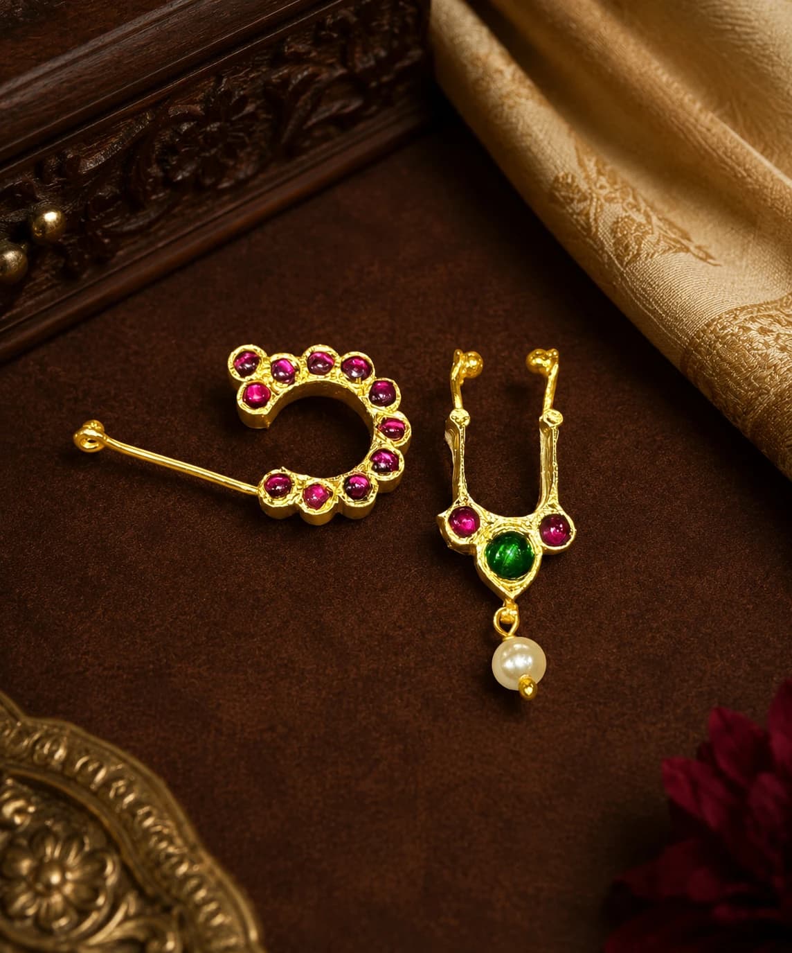 Nathu Bullaku |Nose Pin | Original Temple Jewellery - Silver