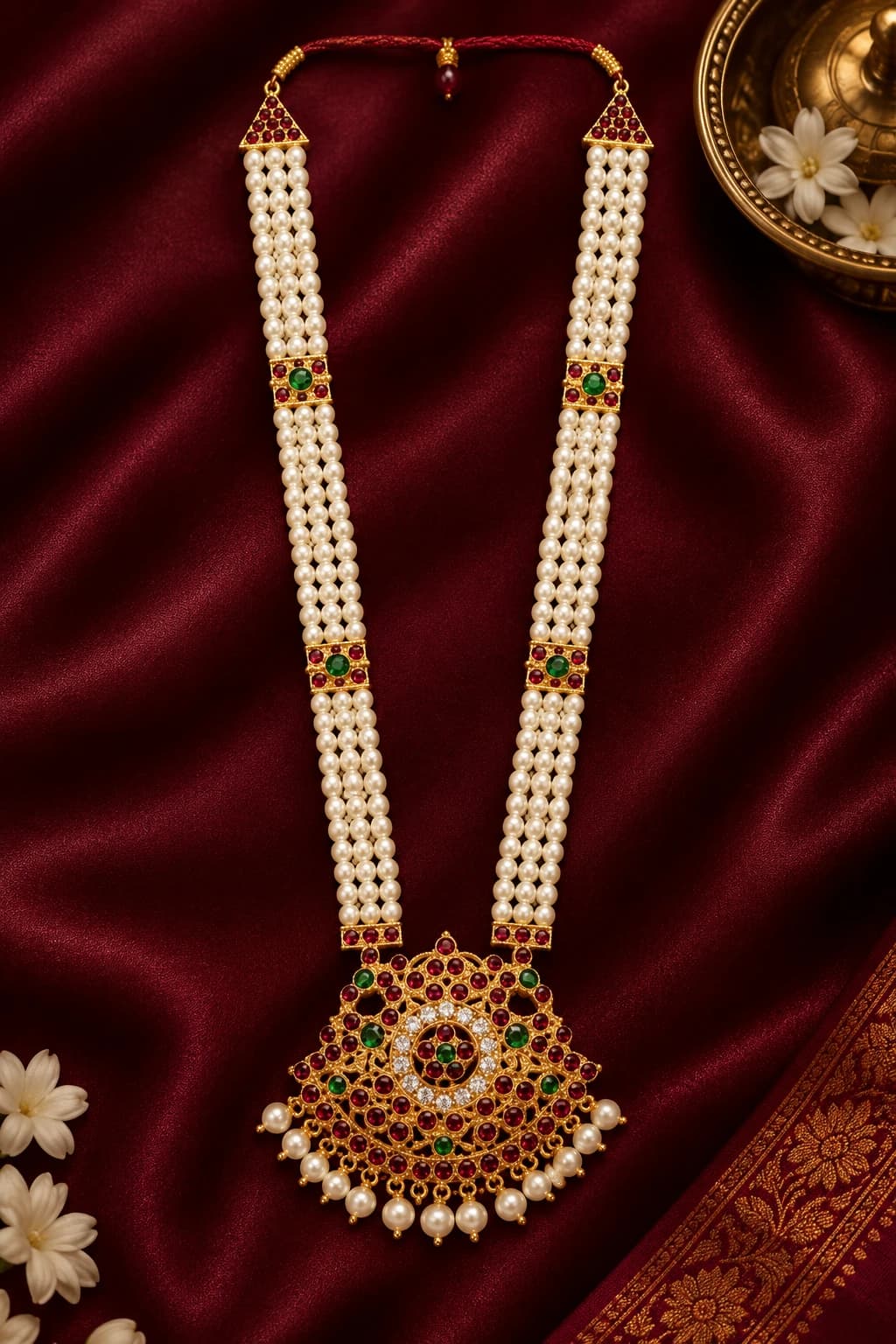 Pearl Haram Pathakam Pendent | Muthu Malai | Imitation Jewellery