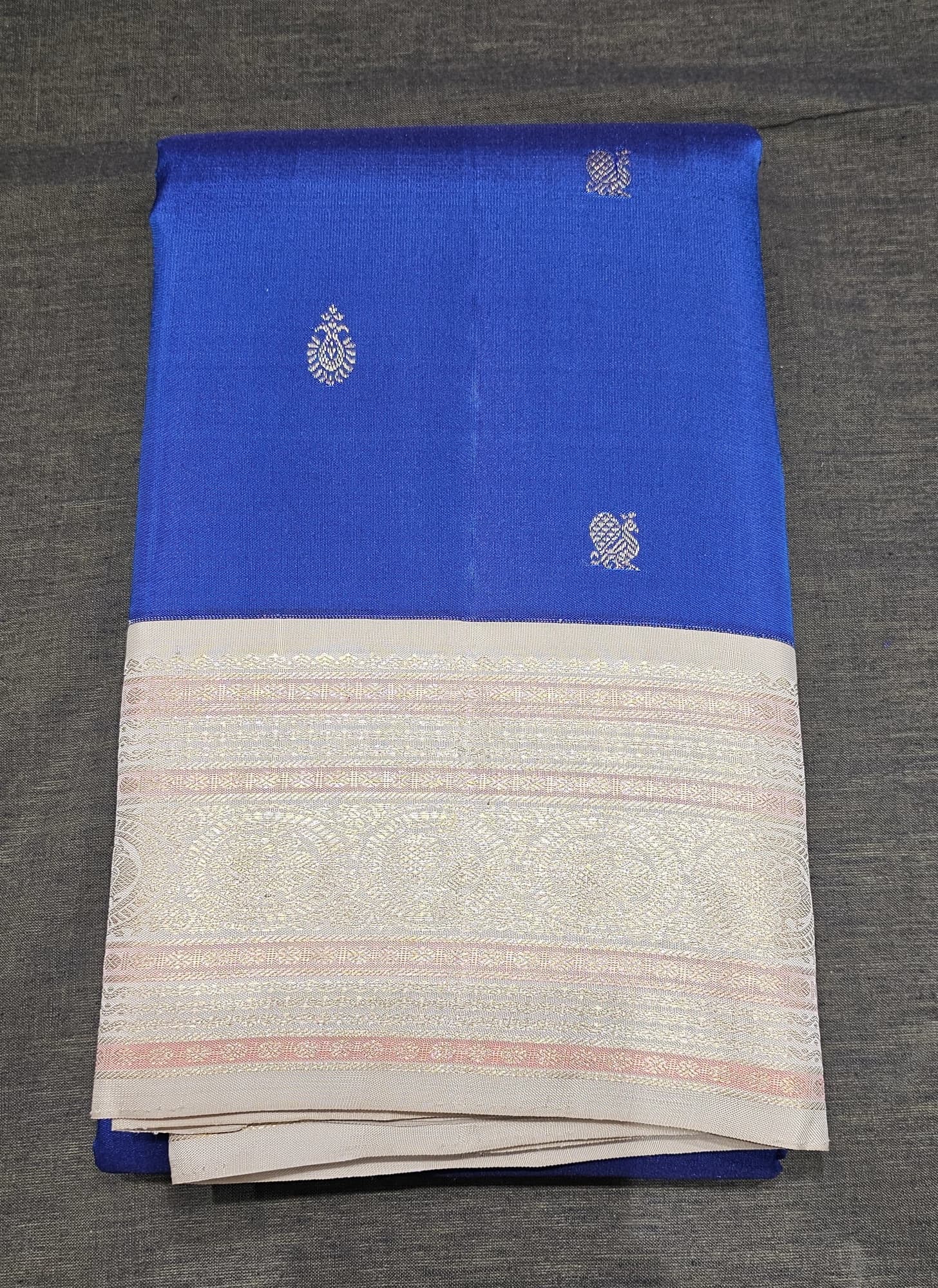 Peacock Blue w Off White |  Kanchipuram Silk Saree | SESS95