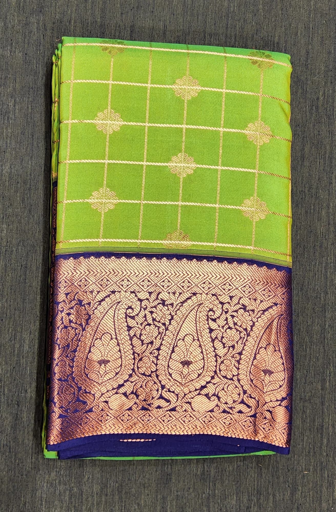 Checked Green with Dark Blue | Semi Silk | STPL26